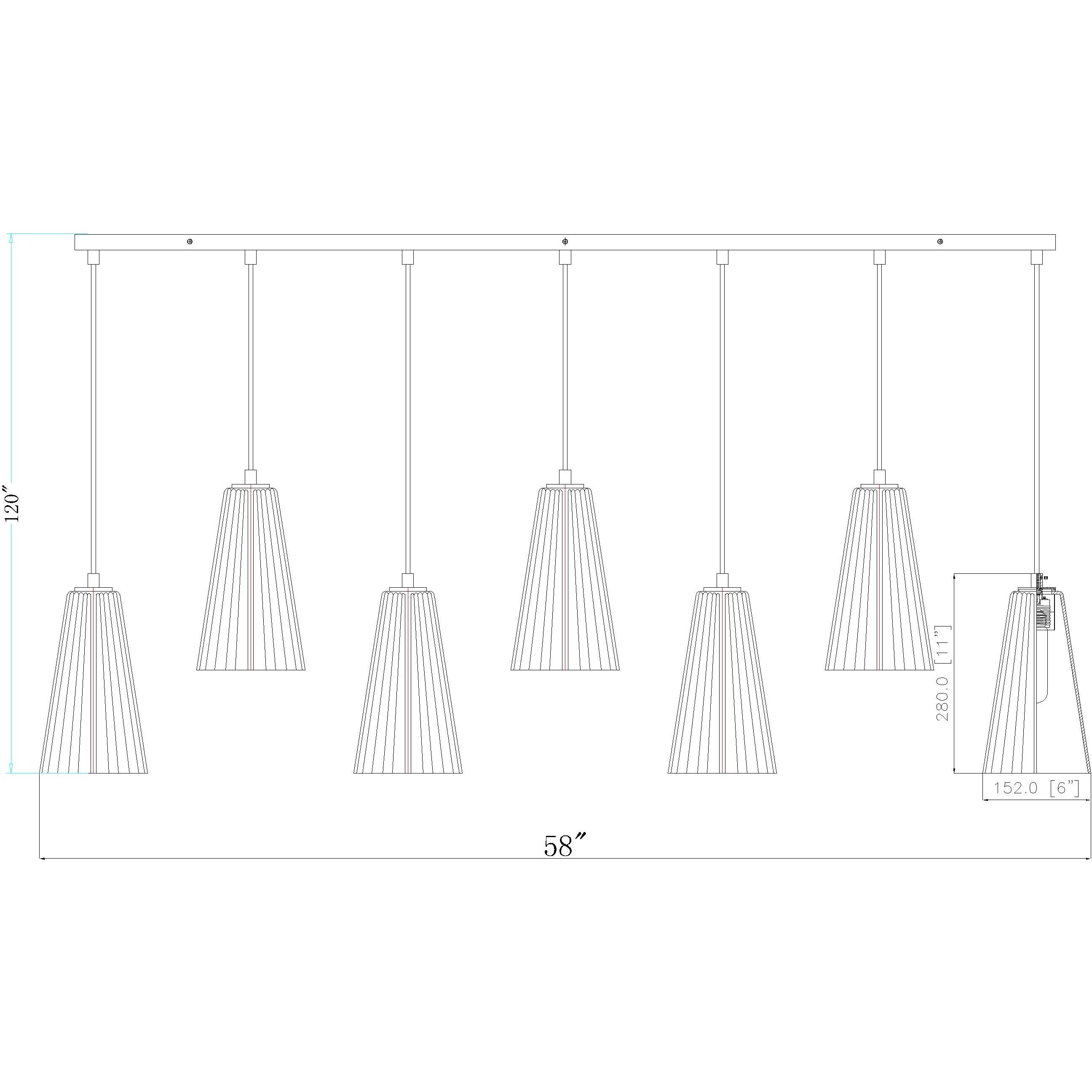 Farrell 7 Light 54 inch Brushed Nickel Linear Chandelier Ceiling Light