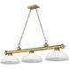 Cordon 3 Light 57.25 inch Rubbed Brass Billiard Ceiling Light in Matte Opal Glass