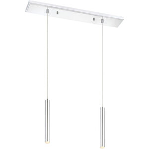Forest LED 30 inch Chrome Linear Chandelier Ceiling Light in 2, 11, Chrome Steel