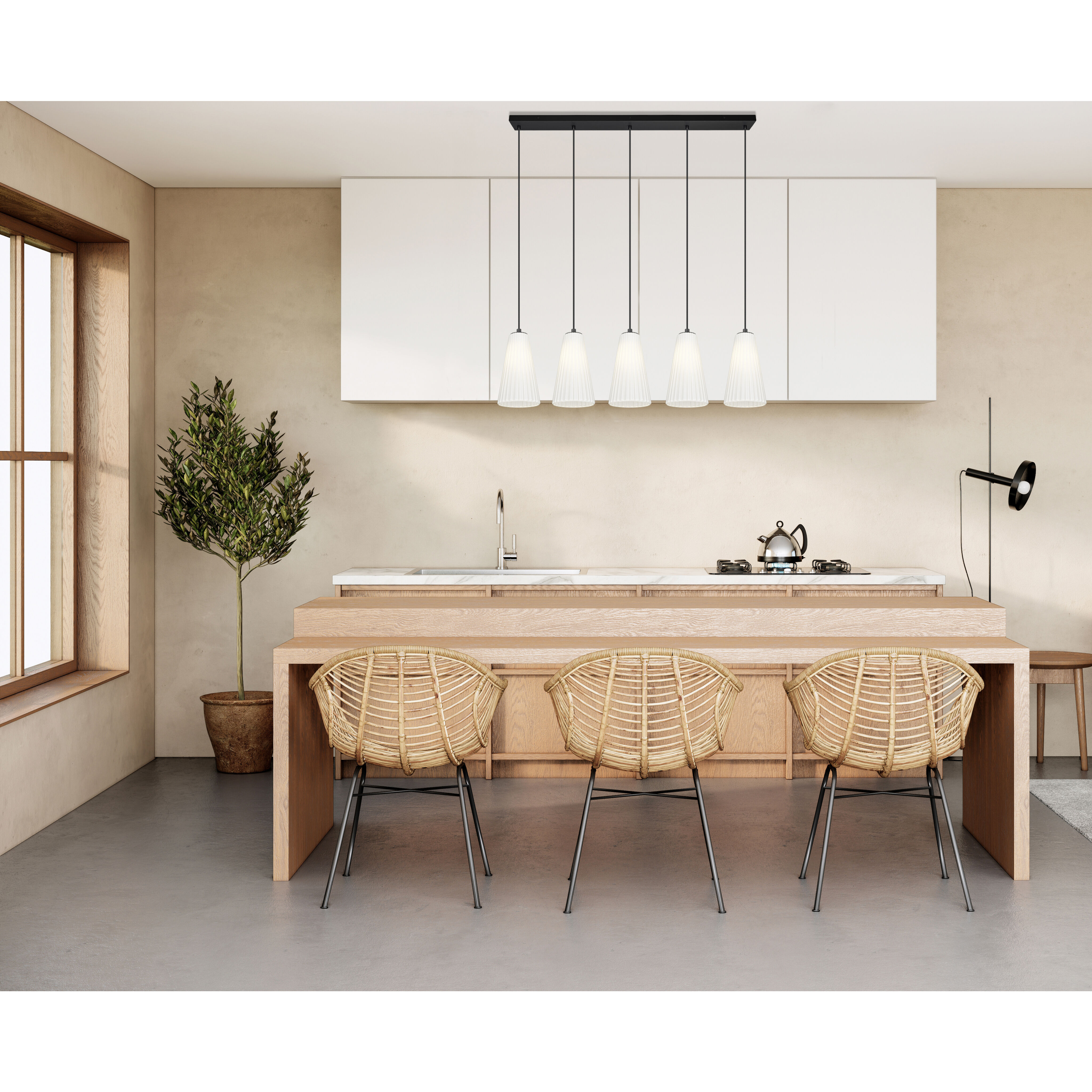 Farrell 5 Light 42 inch Matte Black Linear Chandelier Ceiling Light