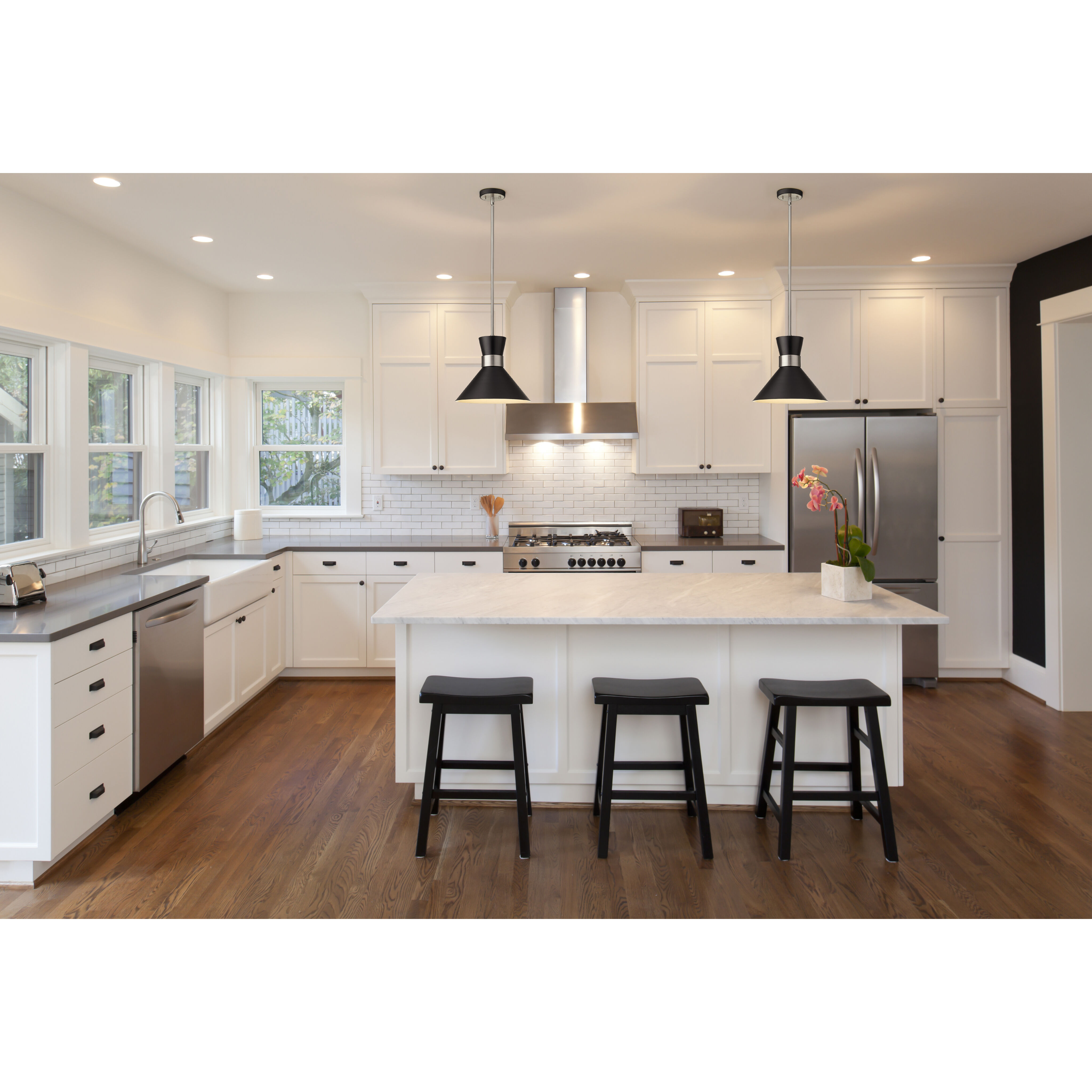 Soriano 1 Light 13.25 inch Matte Black and Brushed Nickel Pendant Ceiling Light