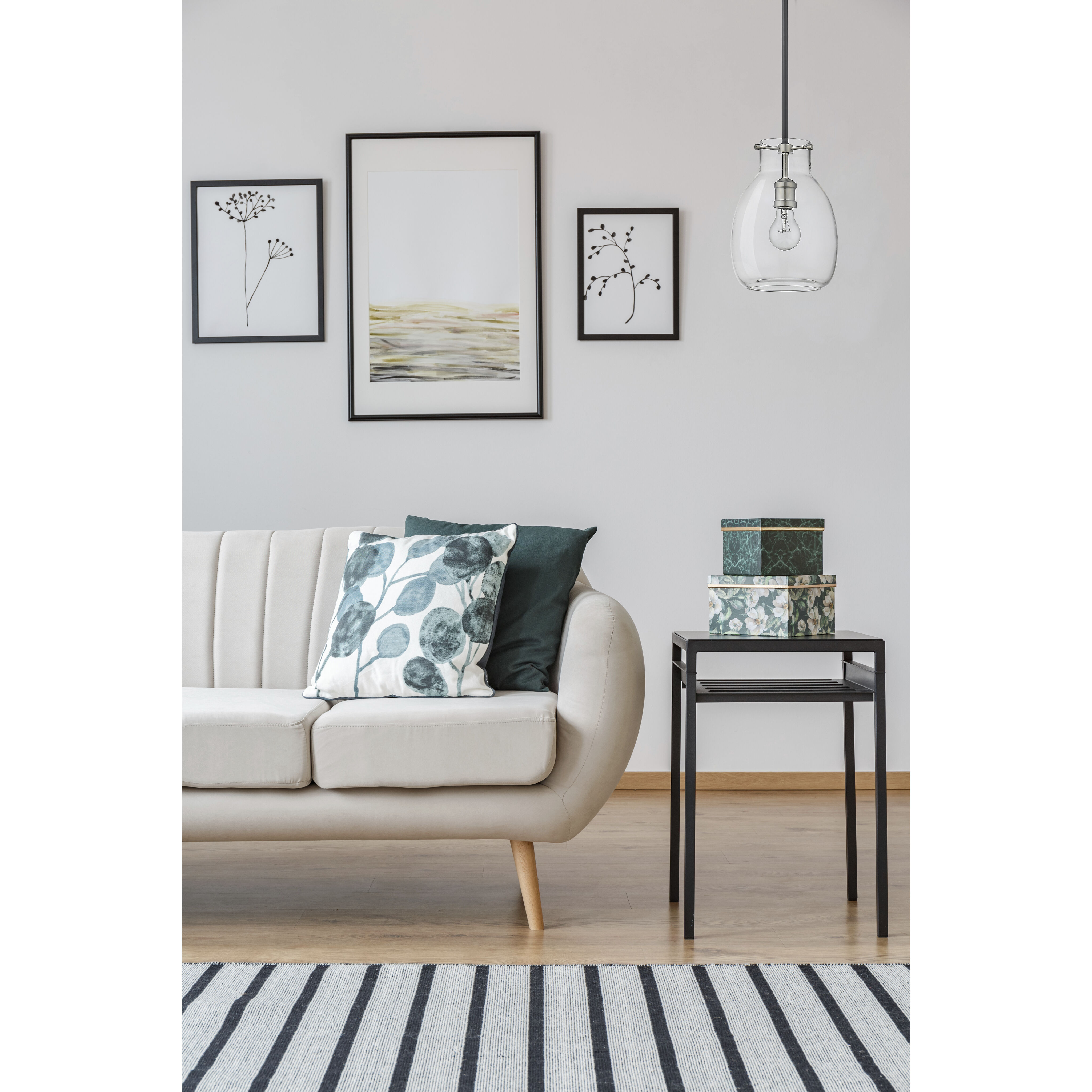 Bella 1 Light 8 inch Matte Black and Brushed Nickel Pendant Ceiling Light