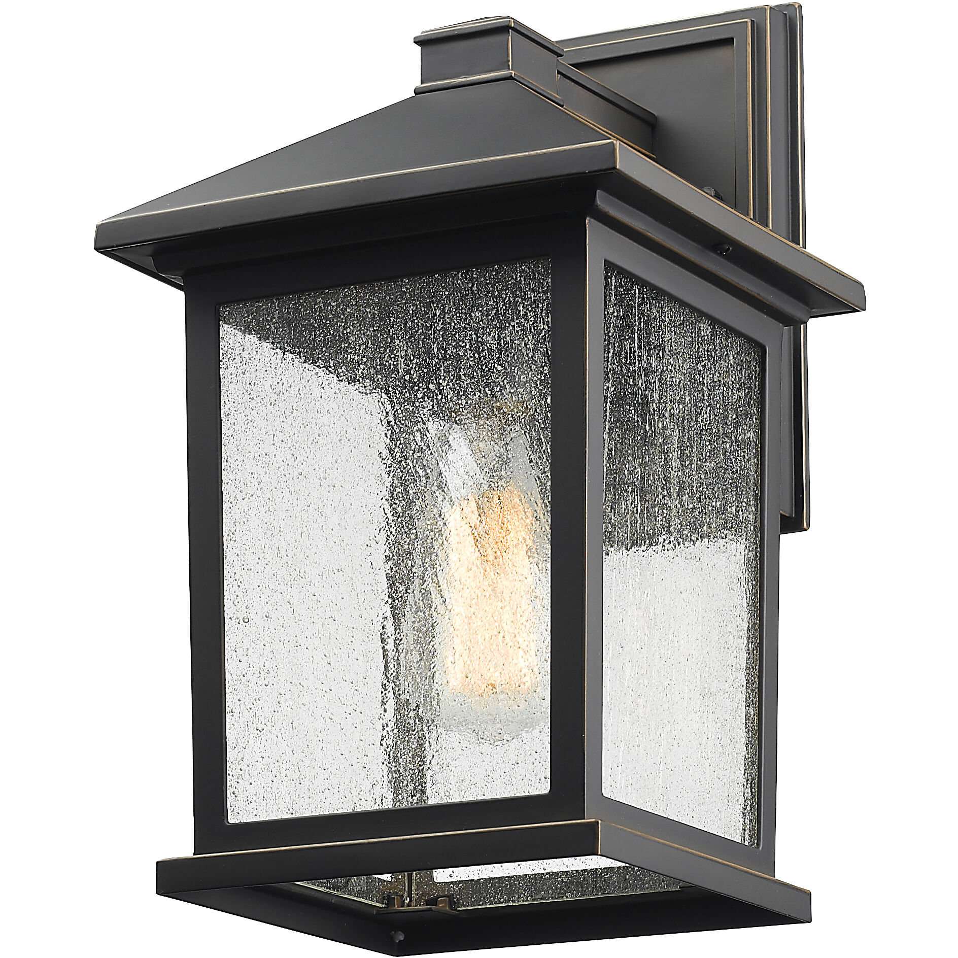 Portland 1 Light 14 inch Oil Rubbed Bronze Outdoor Wall Light in Clear Seedy Glass, 4.24