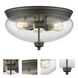 Amon 3 Light 15 inch Olde Bronze Flush Mount Ceiling Light in Clear Seedy Glass, 5.1