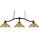 Chance 3 Light 50 inch Bronze Billiard Ceiling Light in Satin Gold Steel