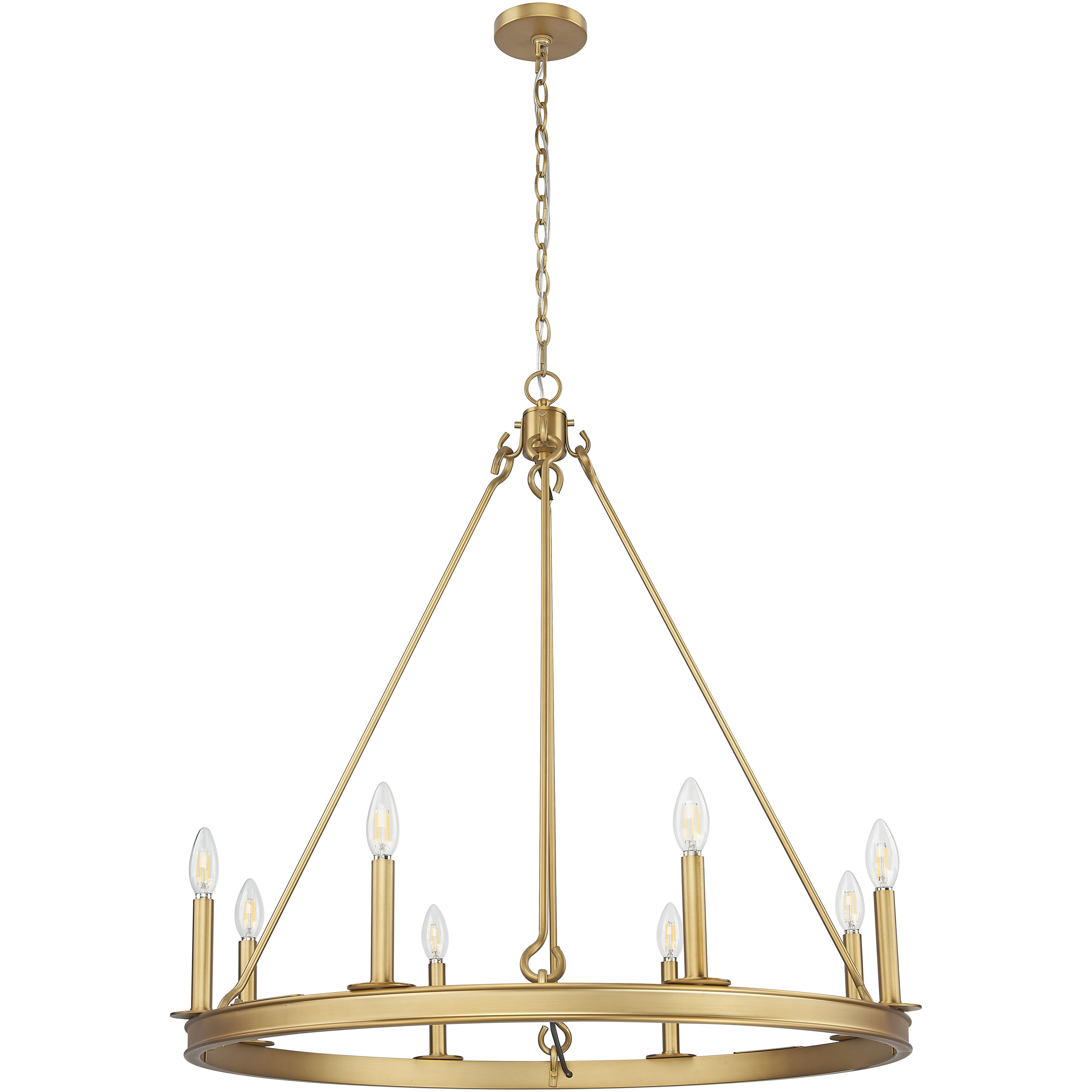 Barclay 8 Light 33 inch Rubbed Brass Chandelier Ceiling Light