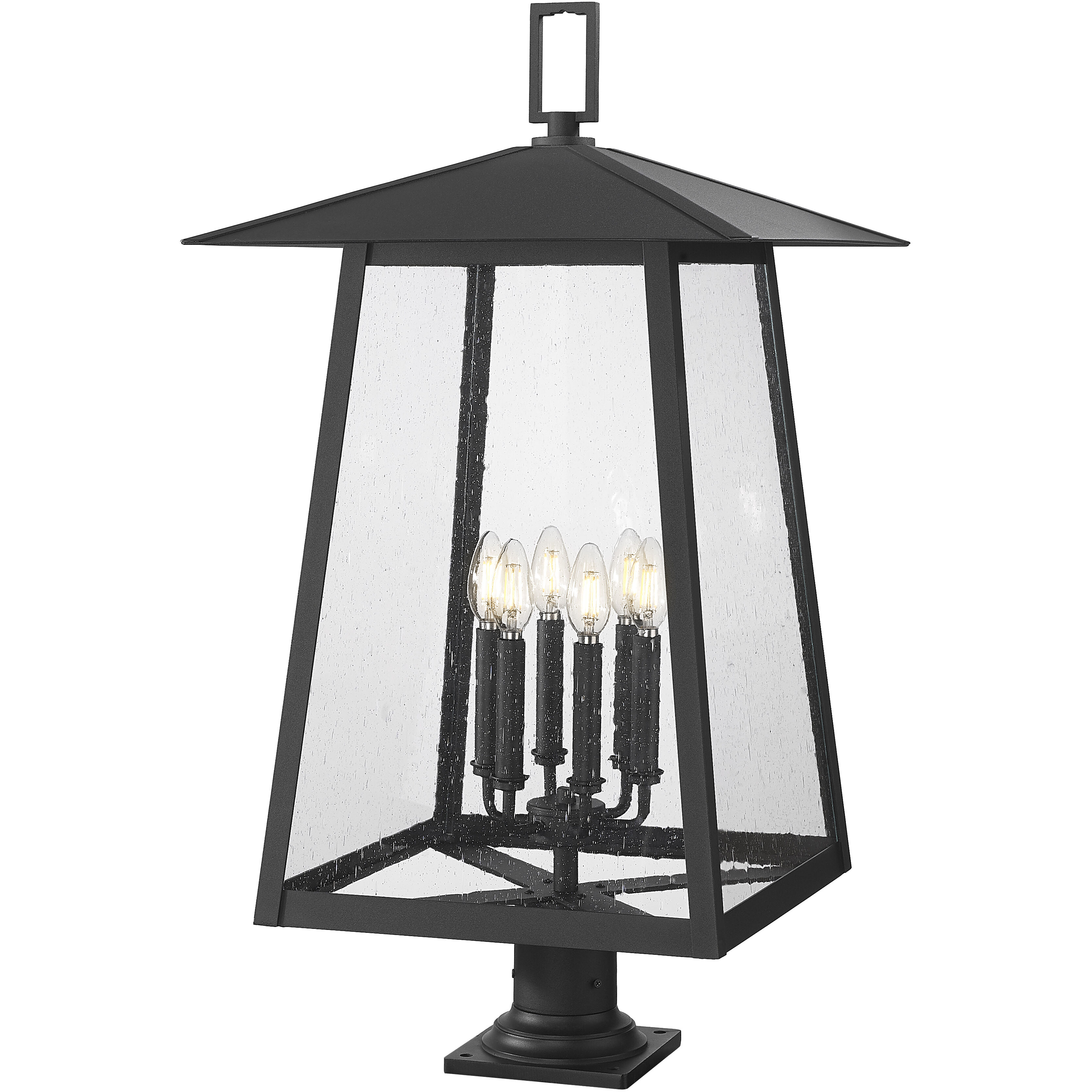 Rainer 6 Light 33.5 inch Black Outdoor Pier Mounted Fixture in G9