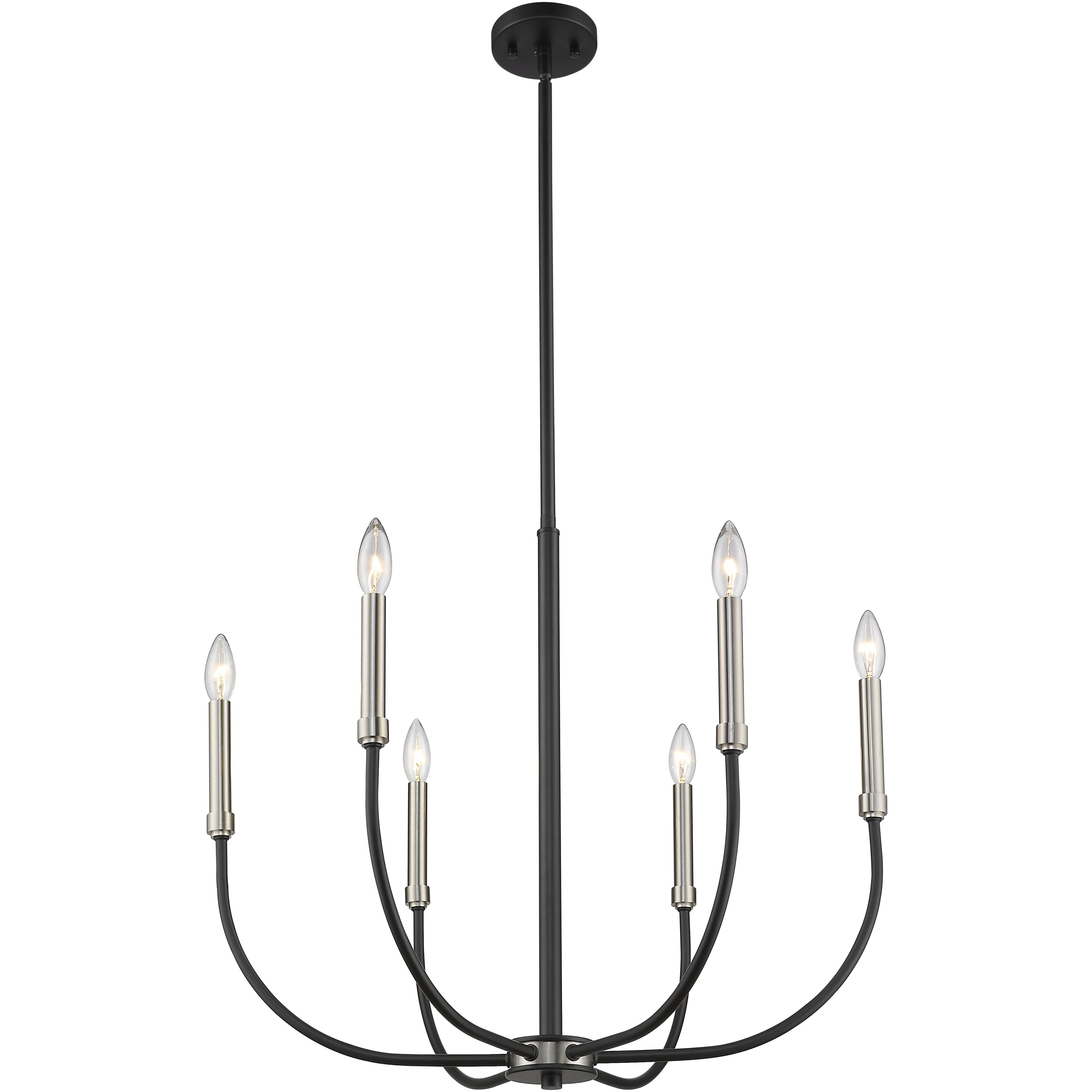 Haylie 6 Light 26 inch Matte Black and Brushed Nickel Chandelier Ceiling Light