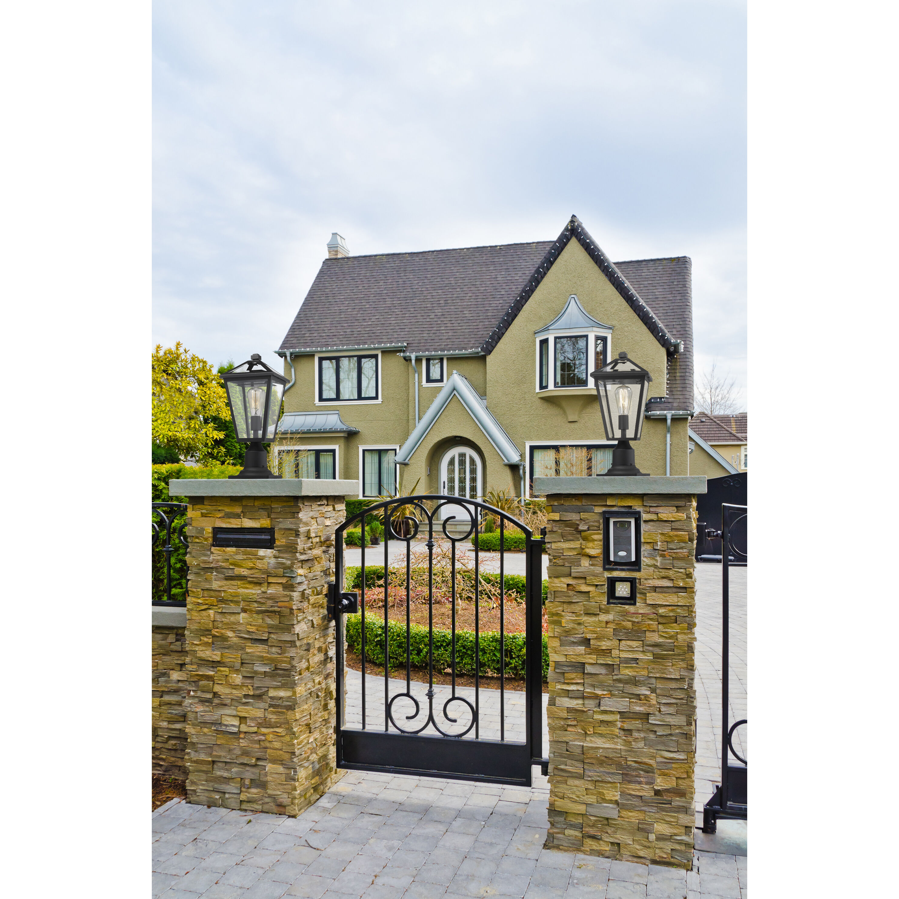 Talbot 1 Light 18.5 inch Black Outdoor Pier Mounted Fixture in Clear Beveled Glass