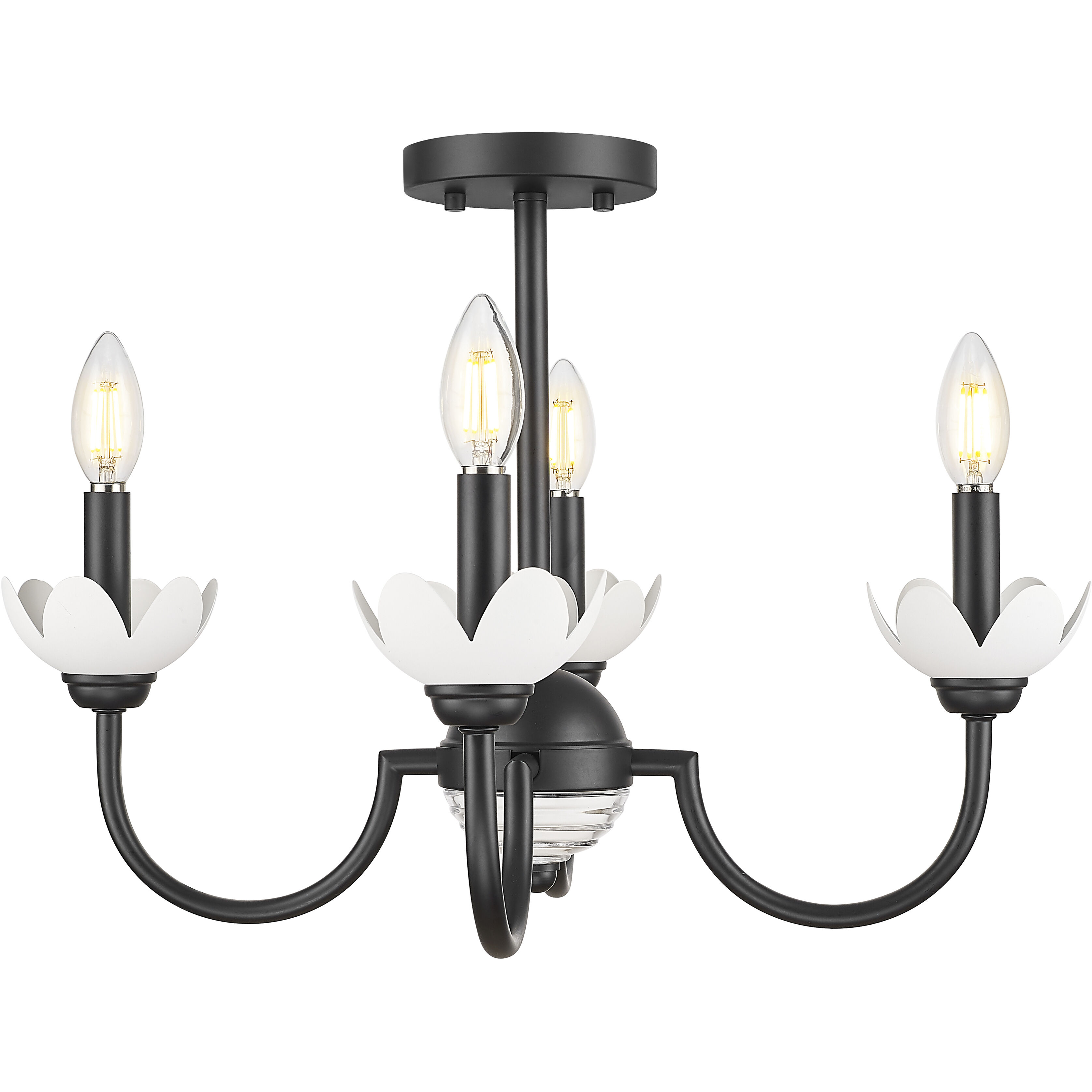 Allistair 4 Light 20 inch Matte Black Semi Flush Mount Ceiling Light