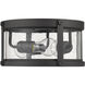 Roundhouse 3 Light 12 inch Black Outdoor Flush Mount