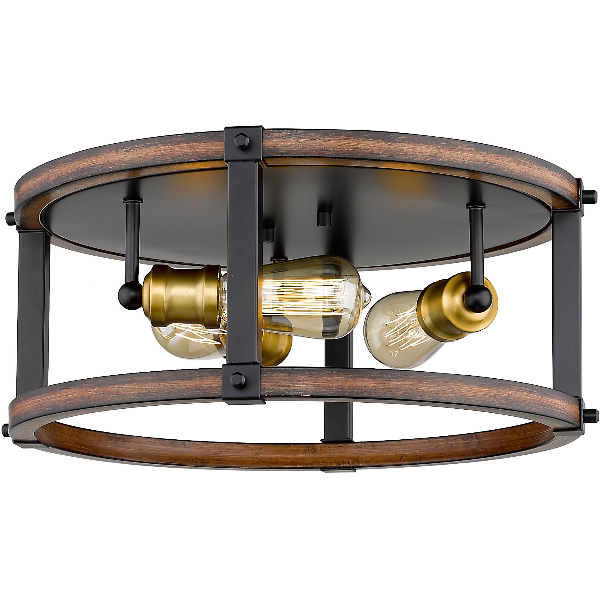 Kirkland 3 Light 16.25 inch Rustic Mahogany Flush Mount Ceiling Light