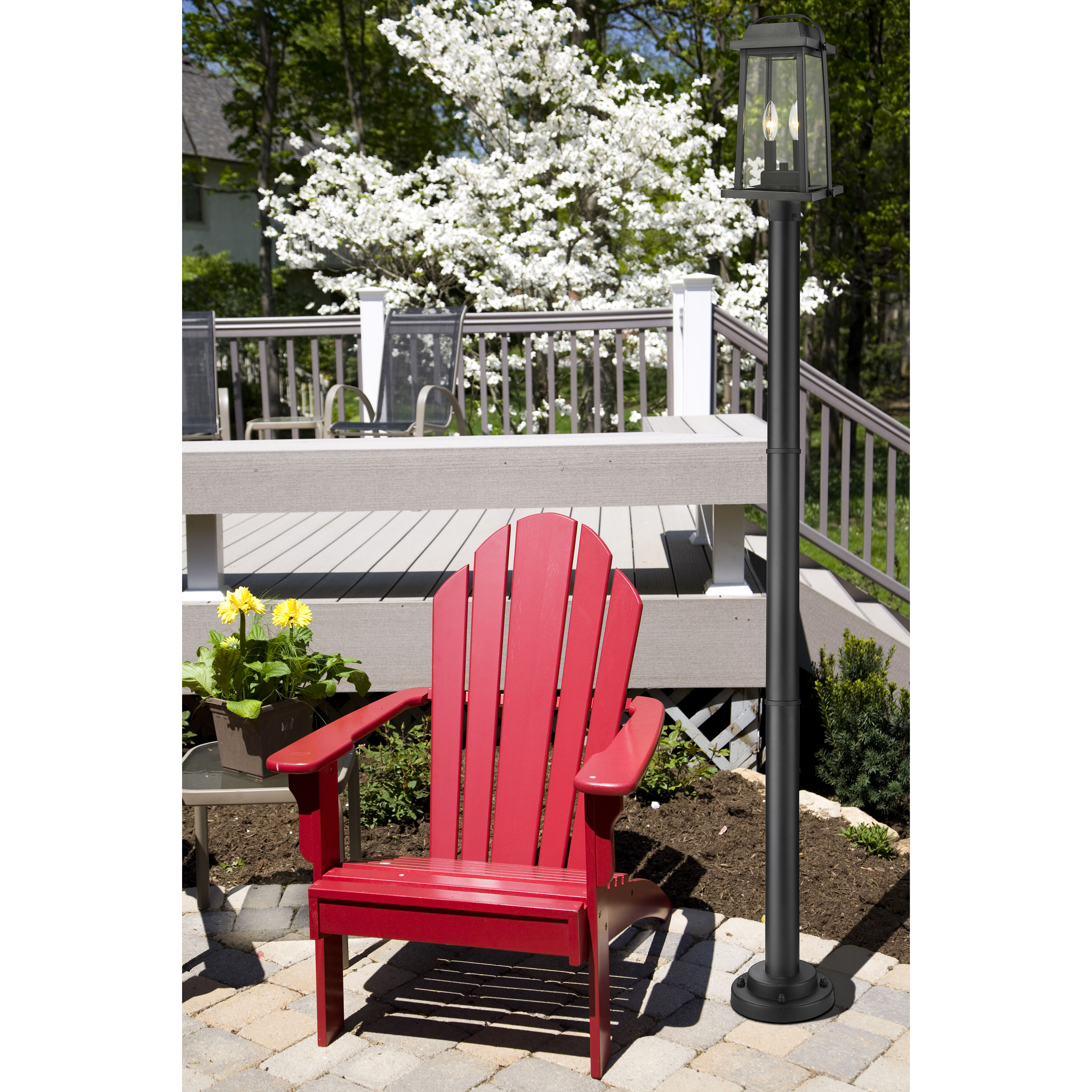 Millworks 2 Light 88.75 inch Black Outdoor Post Mounted Fixture in 14.75