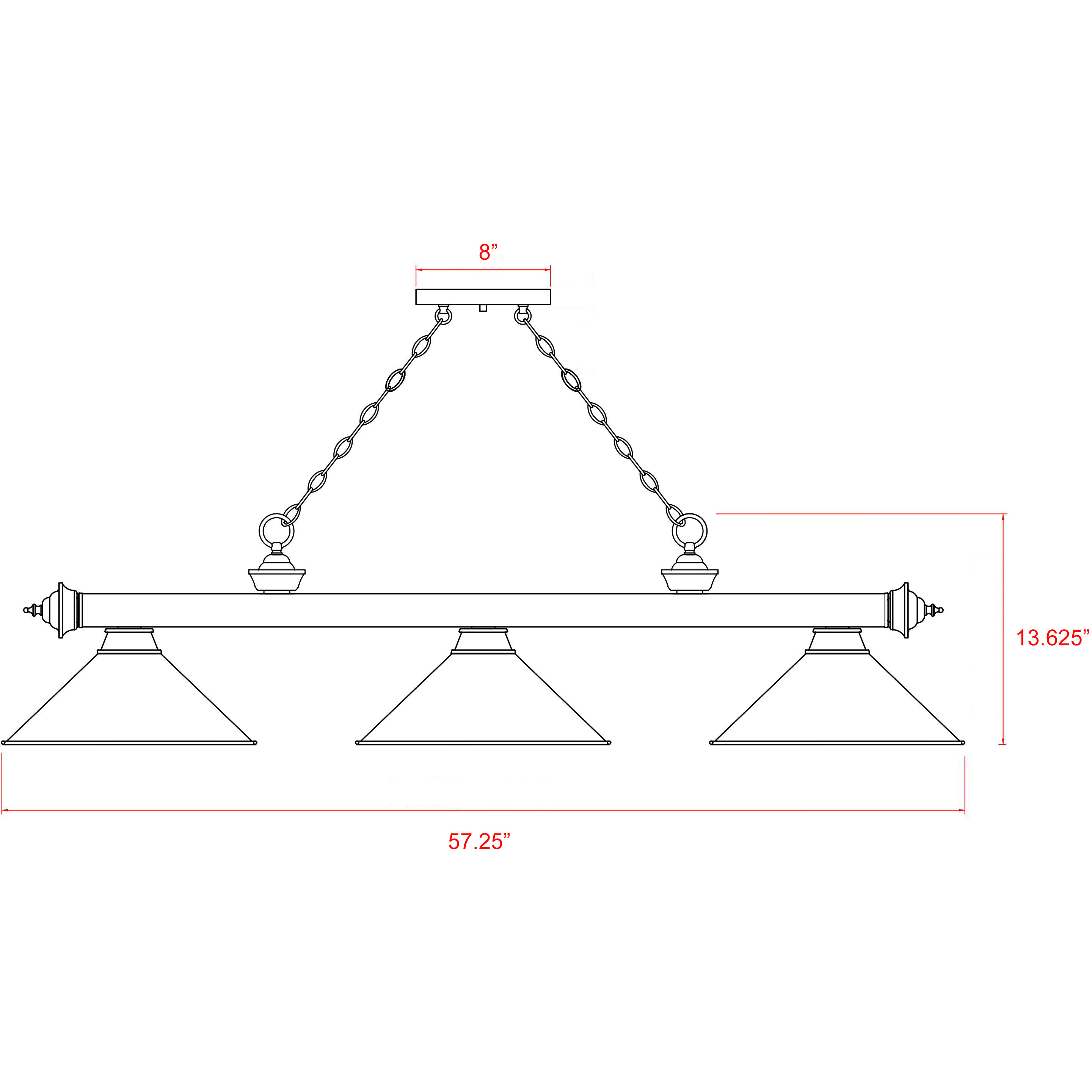 Cordon 3 Light 57.25 inch Bronze Billiard Ceiling Light in Bronze Steel