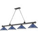 Cordon 4 Light 81.75 inch Bronze Plate Billiard Ceiling Light in Navy Blue Steel