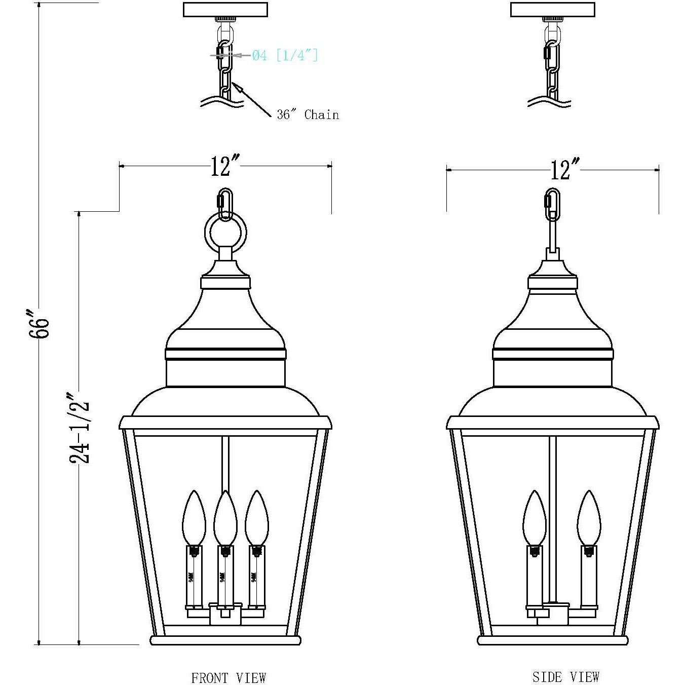 Raphael 3 Light 12 inch Sand Black Outdoor Chain Mount Ceiling Fixture in Soft Sand Black