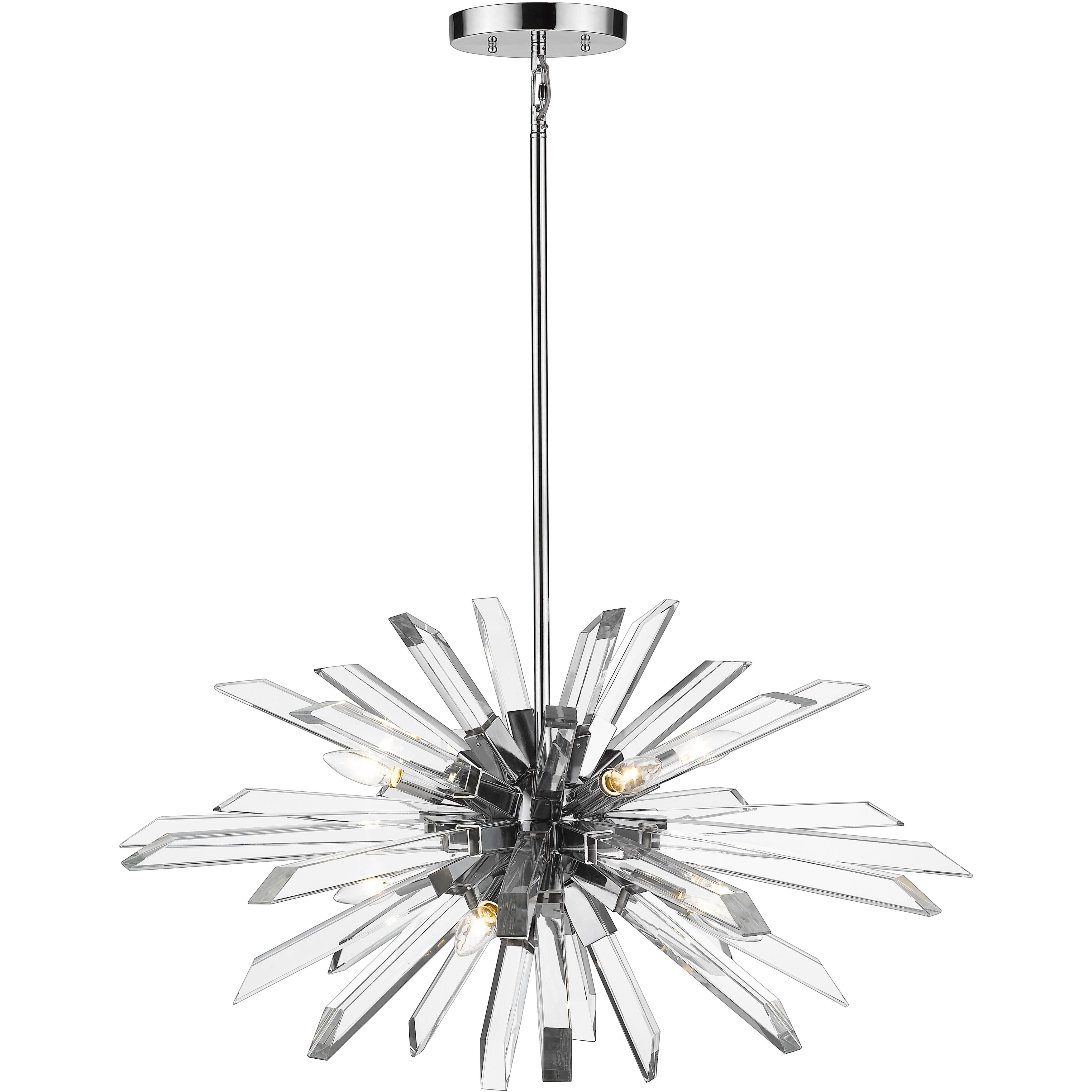 Burst 8 Light 33.25 inch Chrome Chandelier Ceiling Light in 45