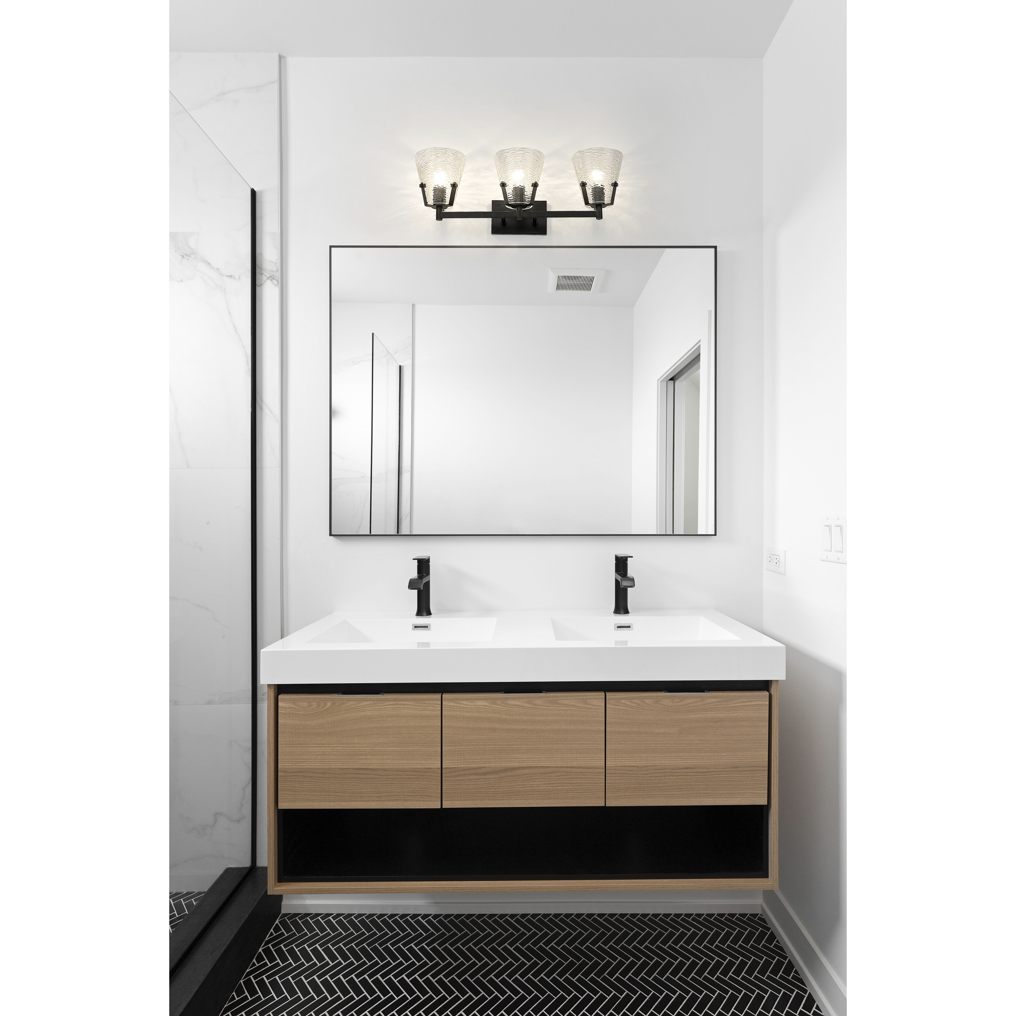 Analia 3 Light 26.25 inch Matte Black Vanity Wall Light