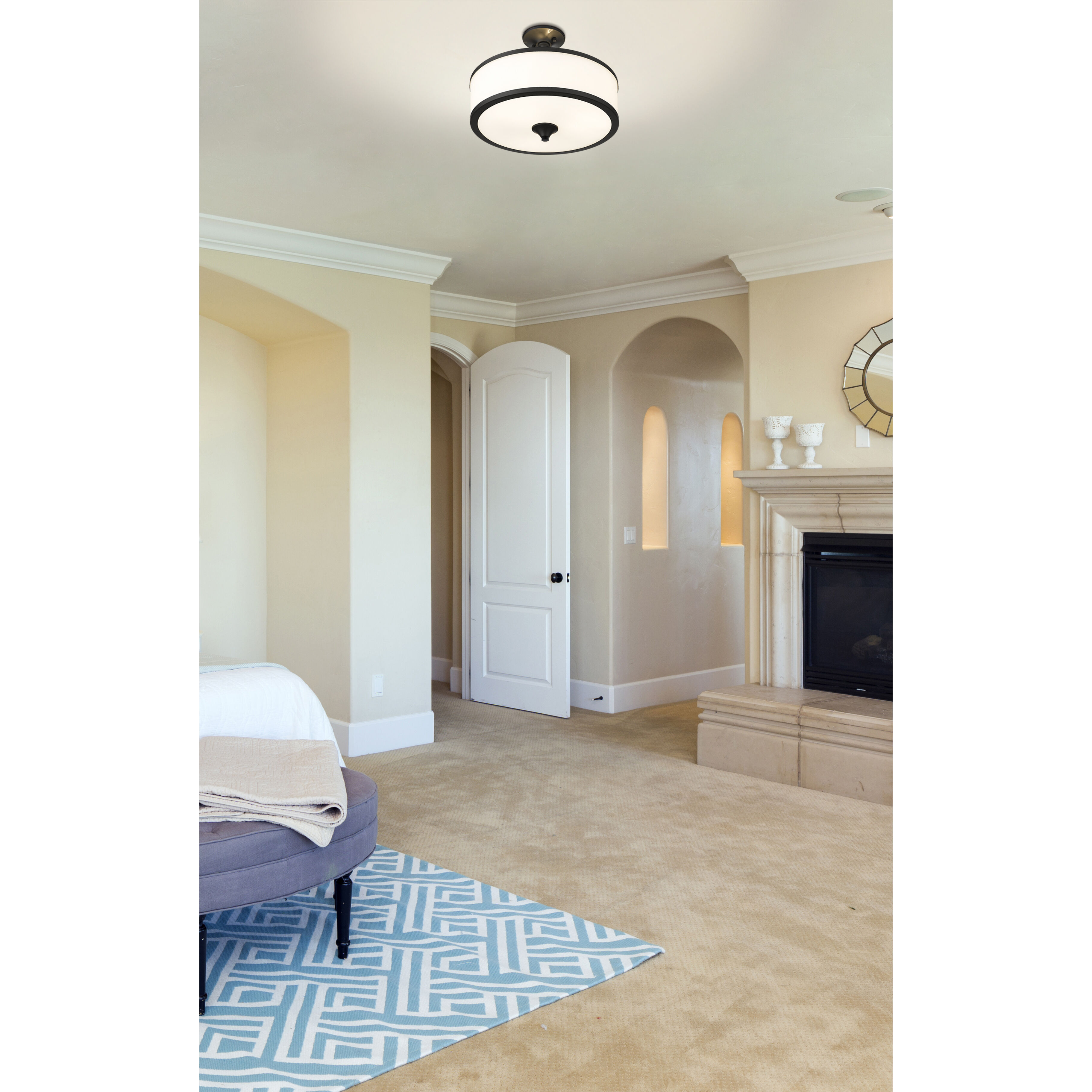 Z-Lite 307SF-MB Cosmopolitan 3 Light 15.75 inch Matte Black Semi Flush  Mount Ceiling Light
