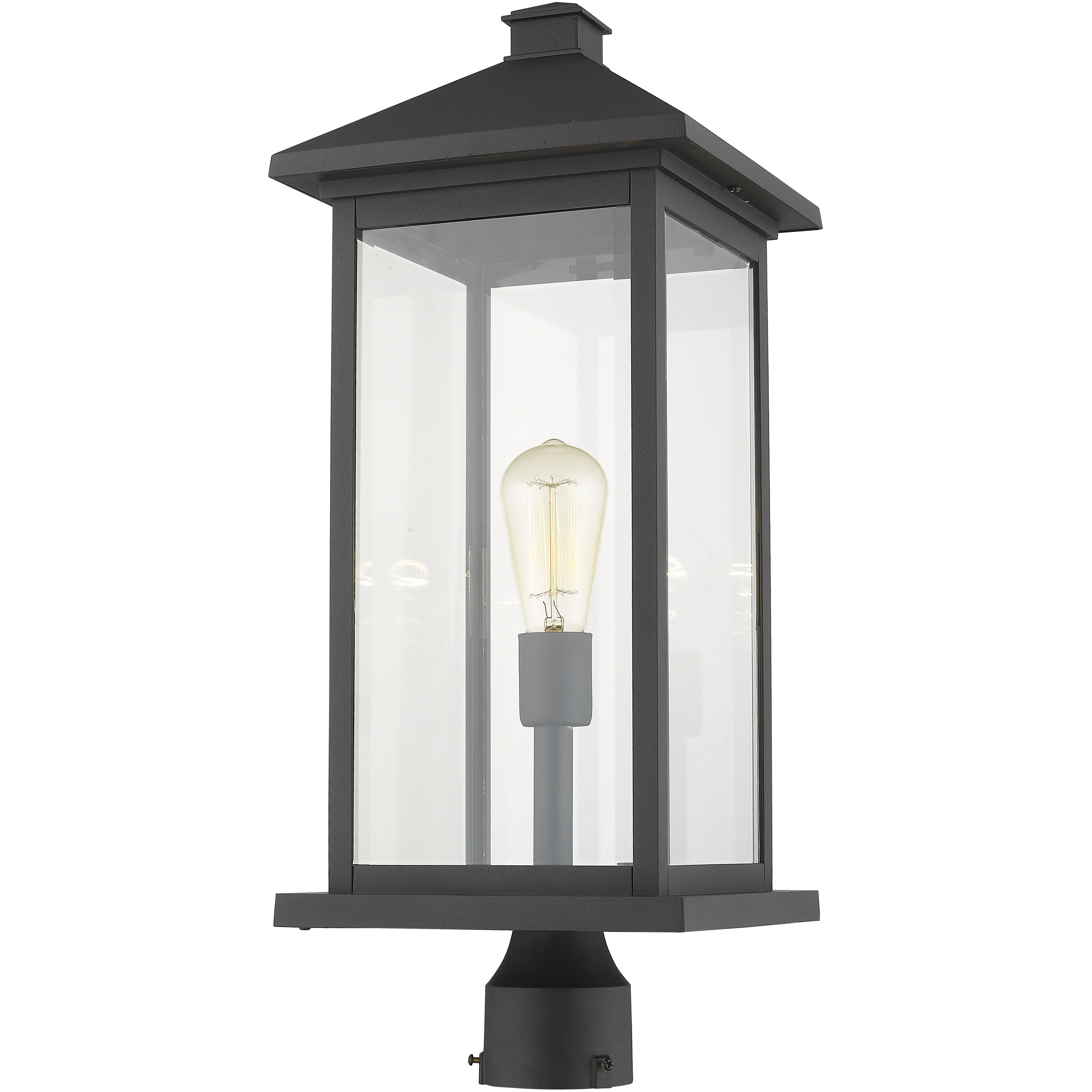 Portland 1 Light 24 inch Black Outdoor Post Mount Fixture in Clear Beveled Glass, 12