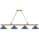 Cordon 4 Light 81.75 inch Rubbed Brass Billiard Ceiling Light in Navy Blue Steel
