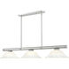 Vanguard 3 Light 58.5 inch Brushed Nickel Billiard Ceiling Light in White Mottle Glass