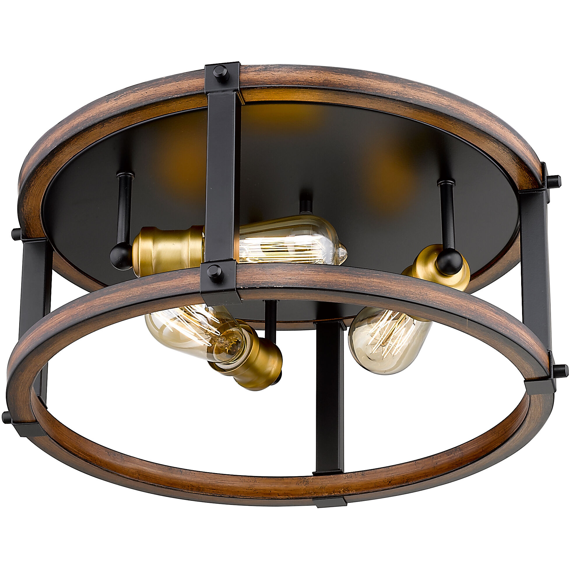 Kirkland 3 Light 16.25 inch Rustic Mahogany Flush Mount Ceiling Light