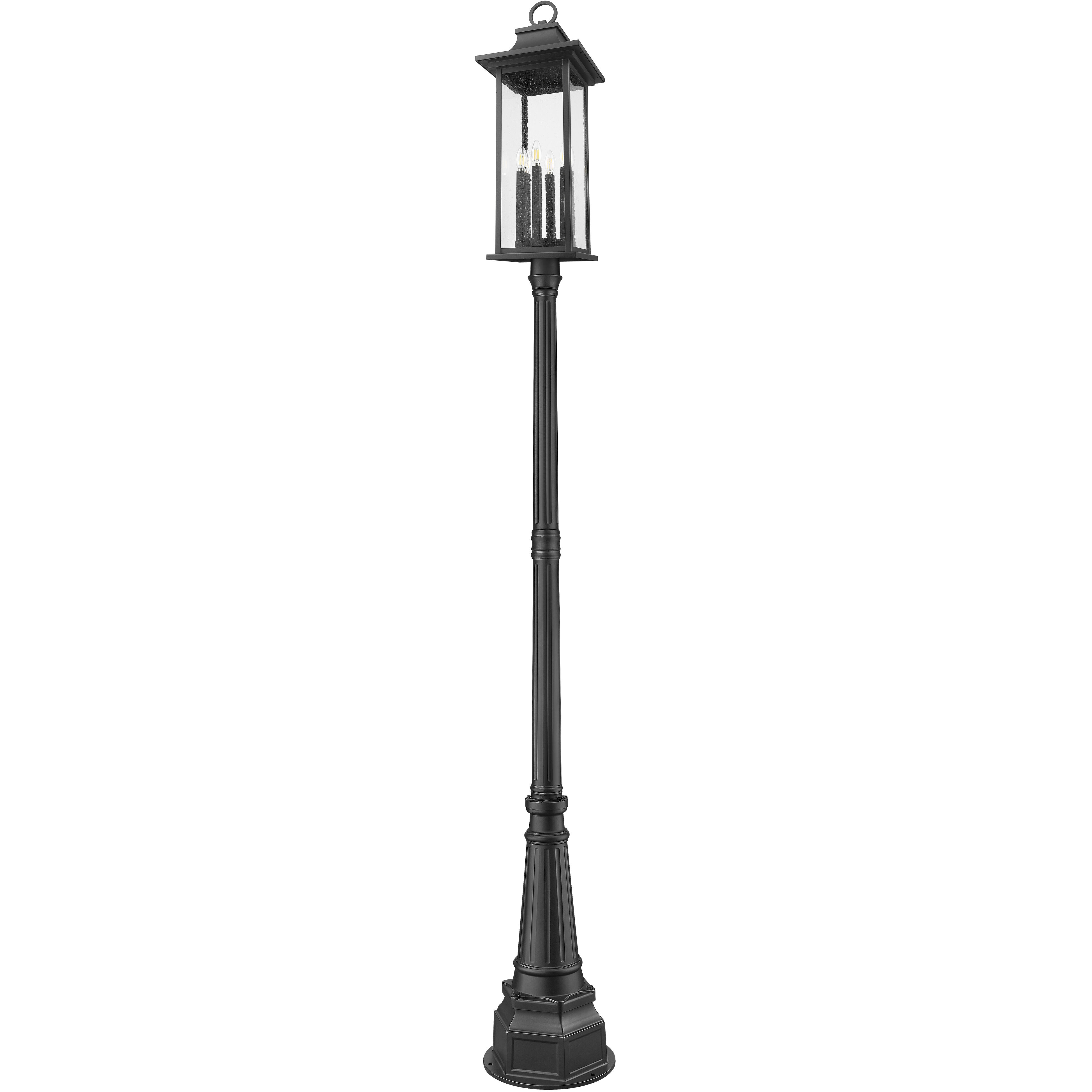 Tiberius 6 Light 116.75 inch Black Outdoor Post Mounted Fixture in Clear Seedy Glass
