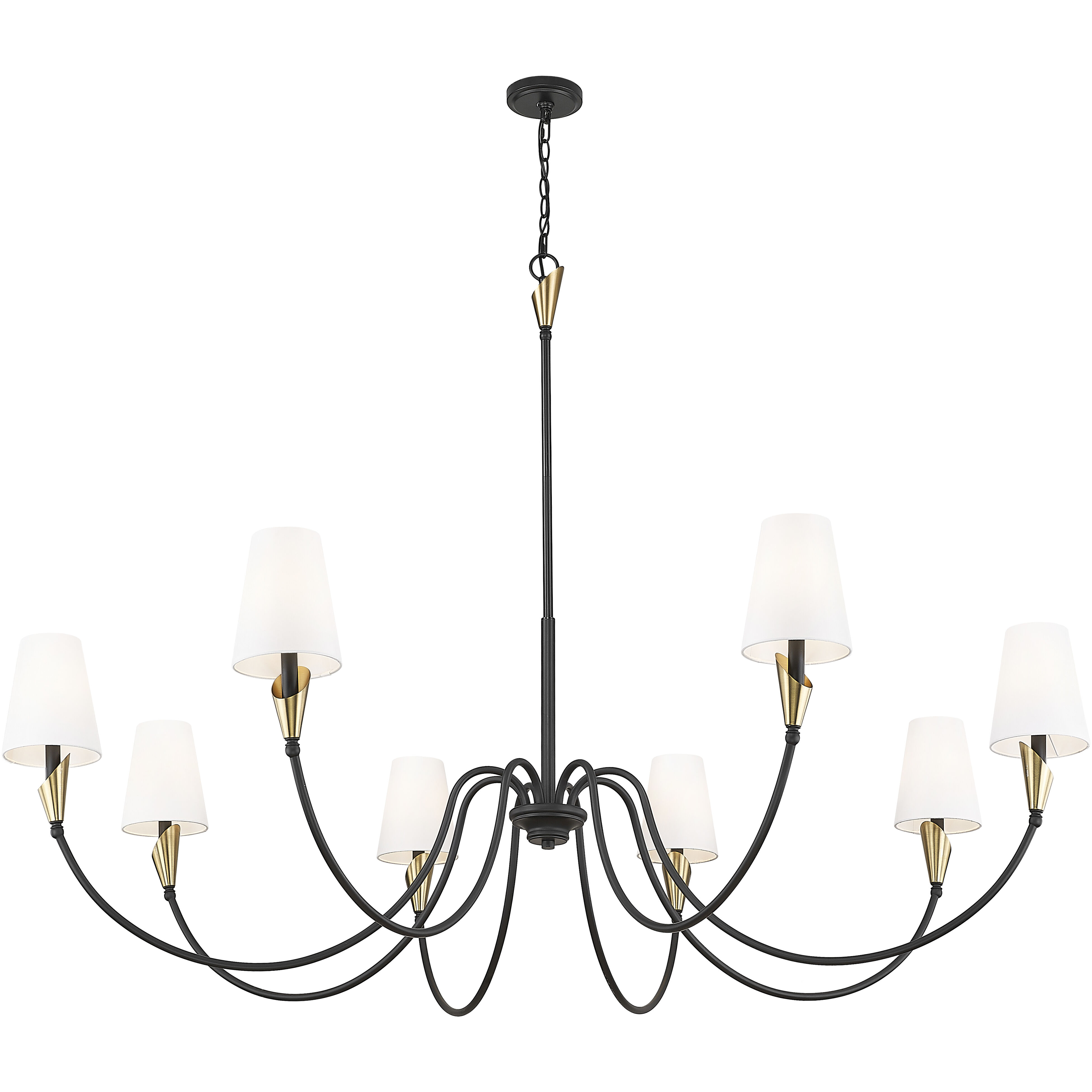Claudelle 8 Light 65 inch Matte Black and Modern Gold Chandelier Ceiling Light