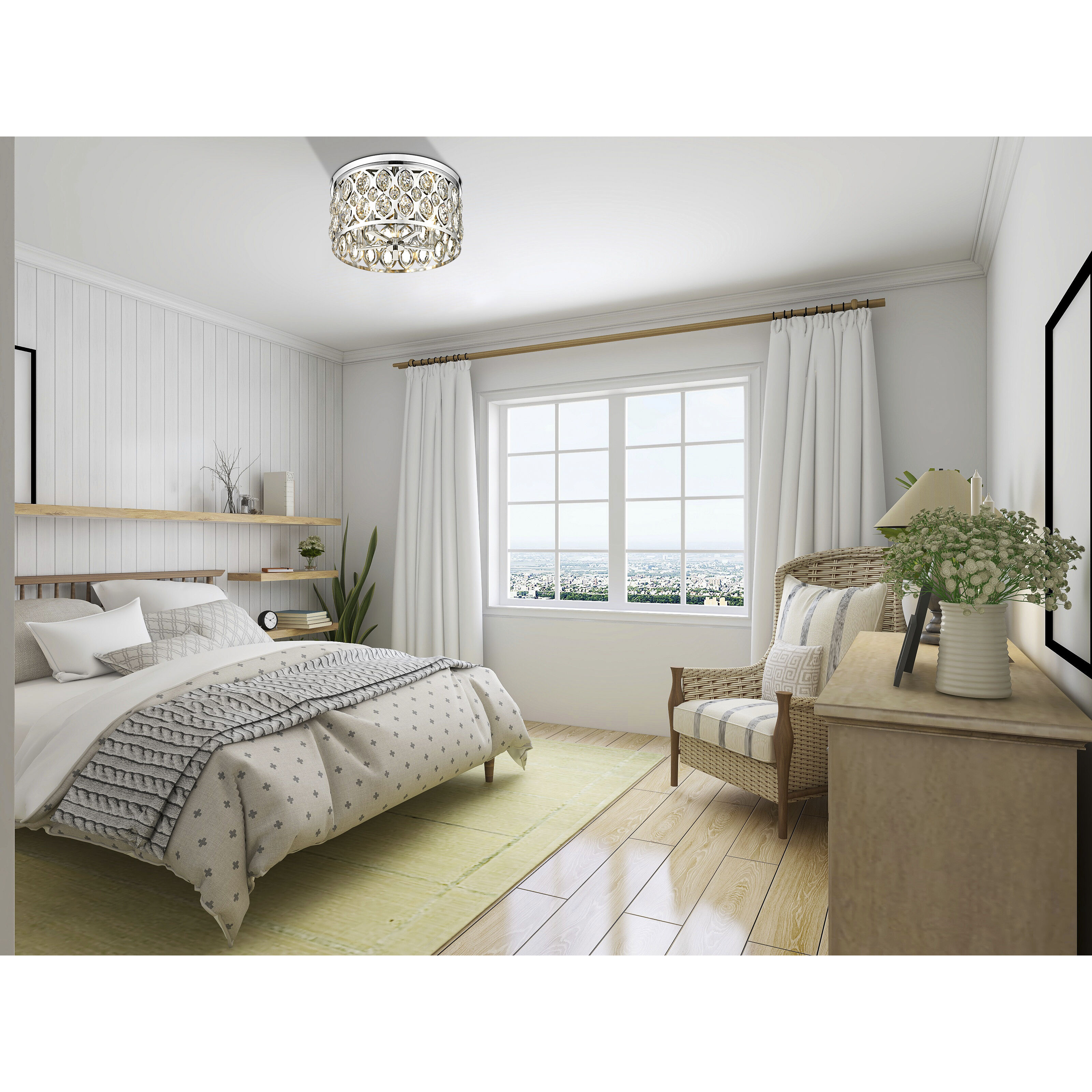 Dealey 5 Light 18 inch Chrome Flush Mount Ceiling Light