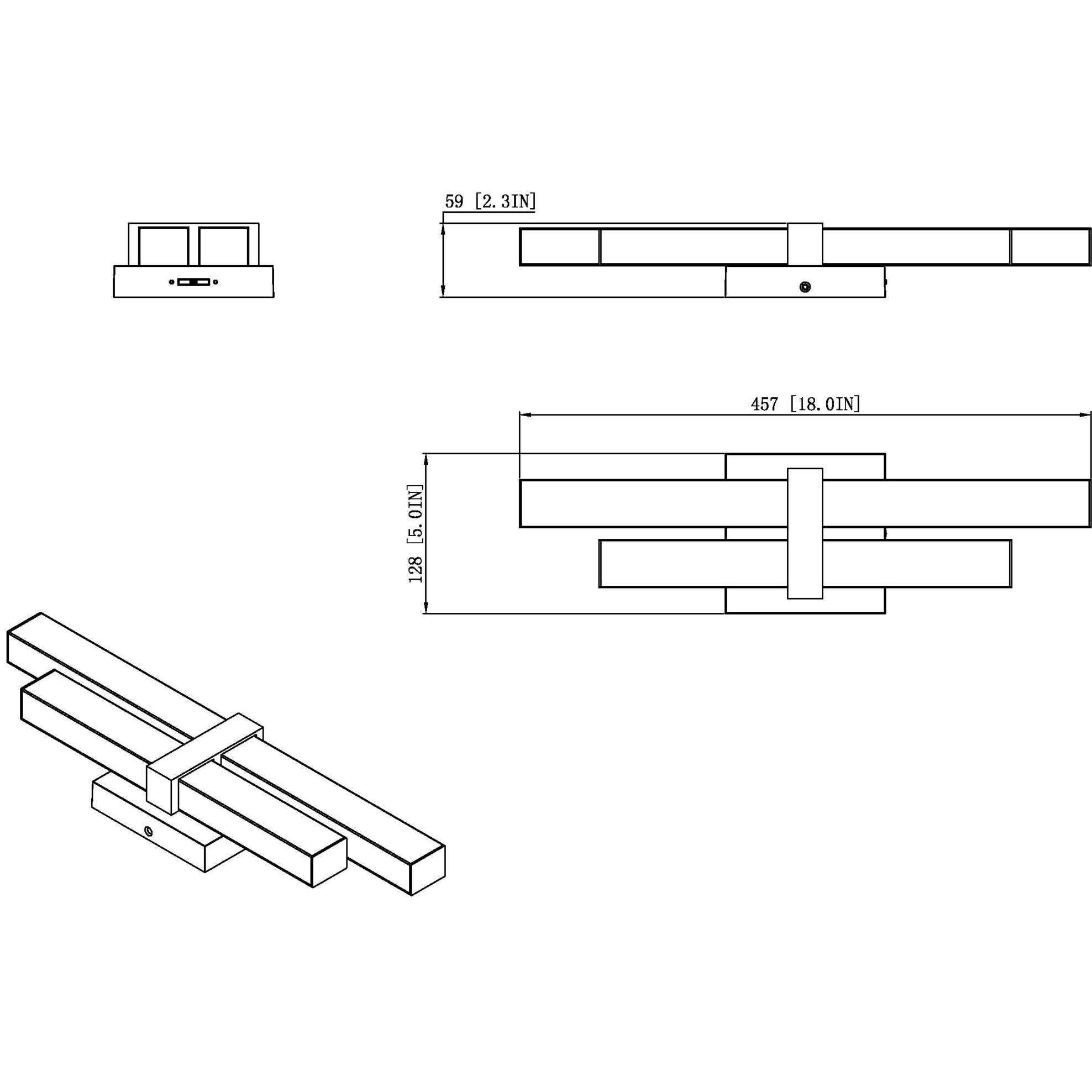 Zane LED 18 inch Matte Black Vanity Wall Light