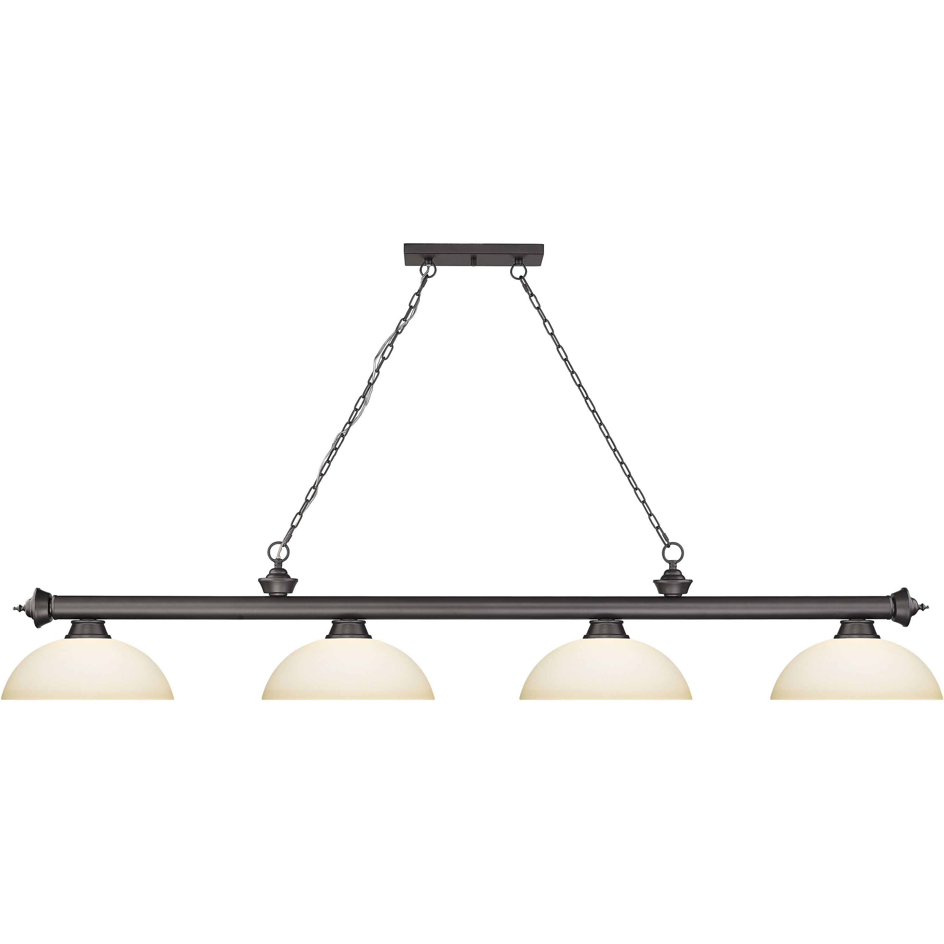 Cordon 4 Light 81.25 inch Bronze Billiard Ceiling Light in Matte Opal Glass