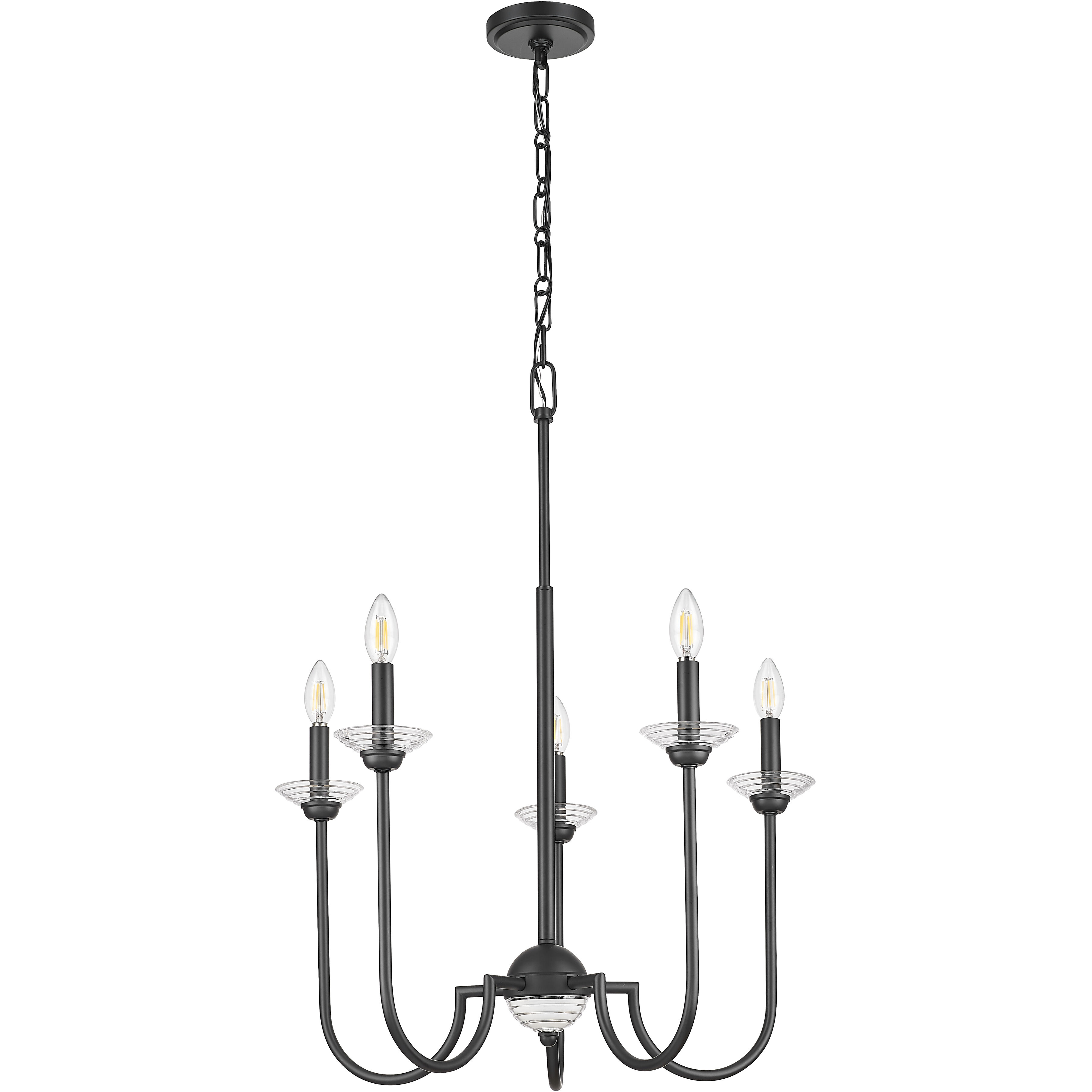 Allistair 5 Light 24 inch Matte Black Chandelier Ceiling Light