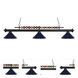 Shark 3 Light 58 inch Matte Black Billiard Ceiling Light in Navy Blue Steel