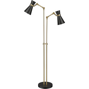Soriano 56.5 inch 60.00 watt Matte Black and Heritage Brass Floor Lamp Portable Light