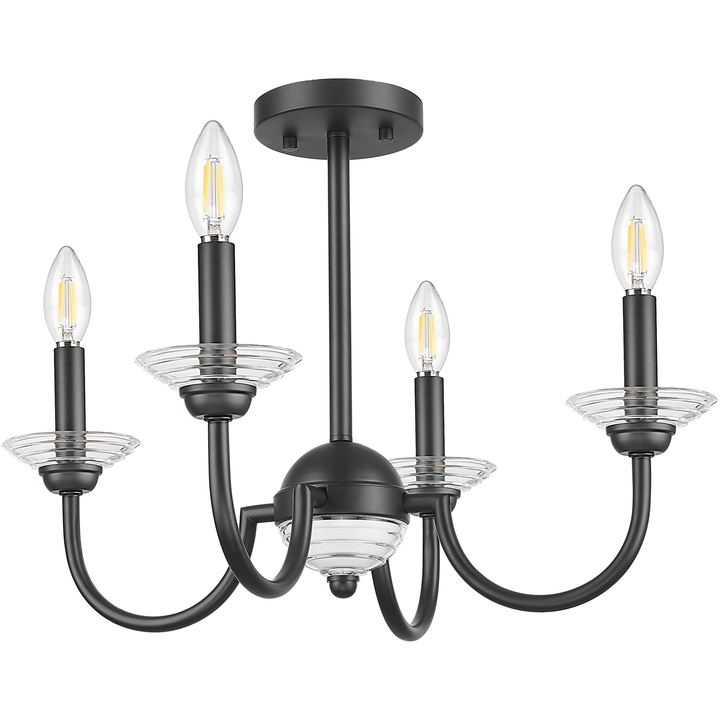 Allistair 4 Light 20 inch Matte Black Semi Flush Mount Ceiling Light