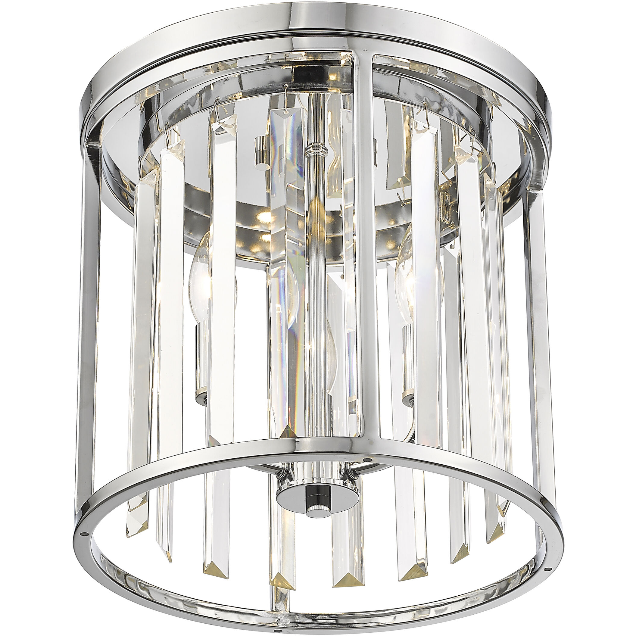Monarch 3 Light 12 inch Chrome Flush Mount Ceiling Light in 9
