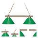 Sharp Shooter 2 Light 42 inch Polished Brass Billiard Ceiling Light in Green Plastic
