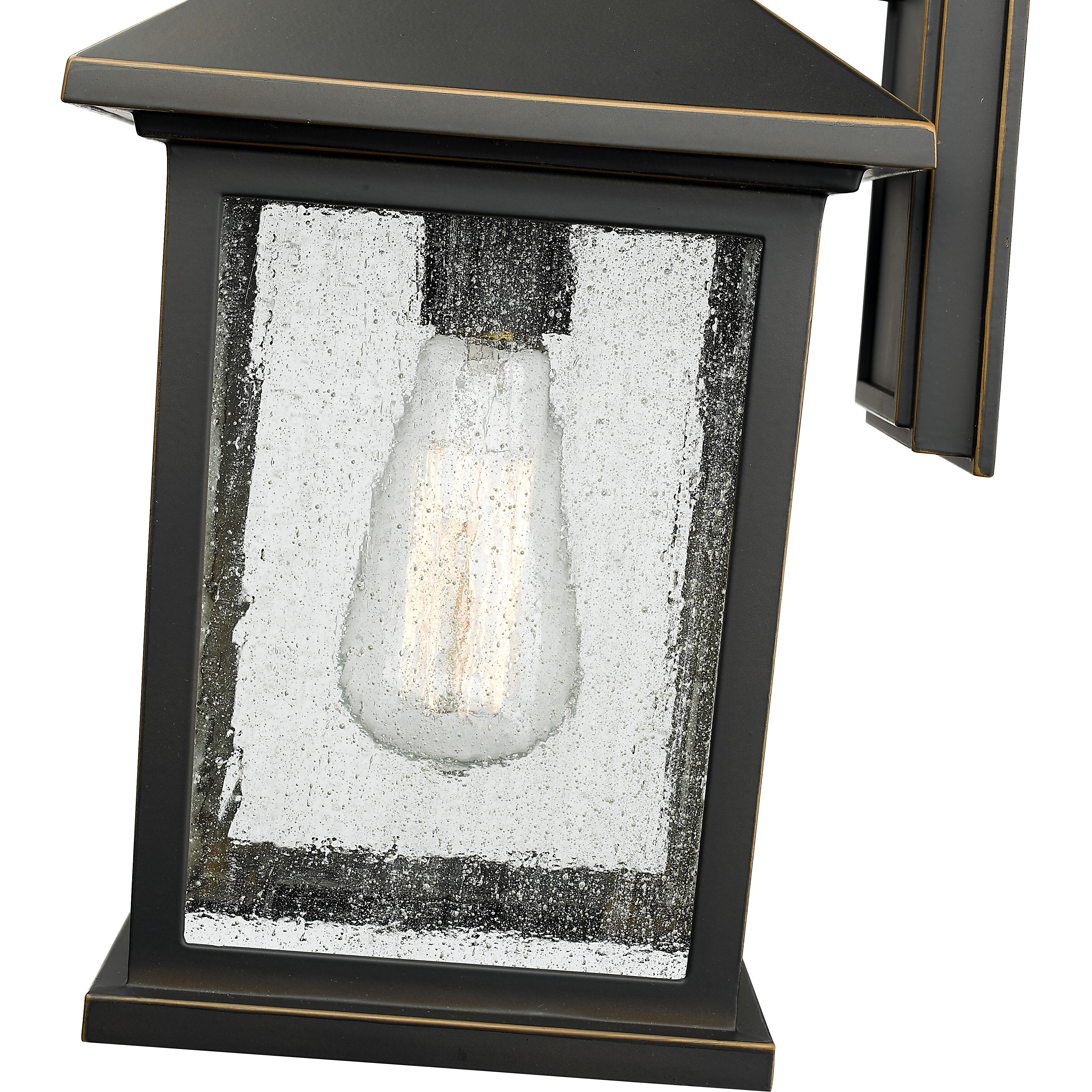 Portland 1 Light 14 inch Oil Rubbed Bronze Outdoor Wall Light in Clear Seedy Glass, 4.24