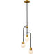 Neutra 3 Light 12 inch Matte Black/Foundry Brass Chandelier Ceiling Light