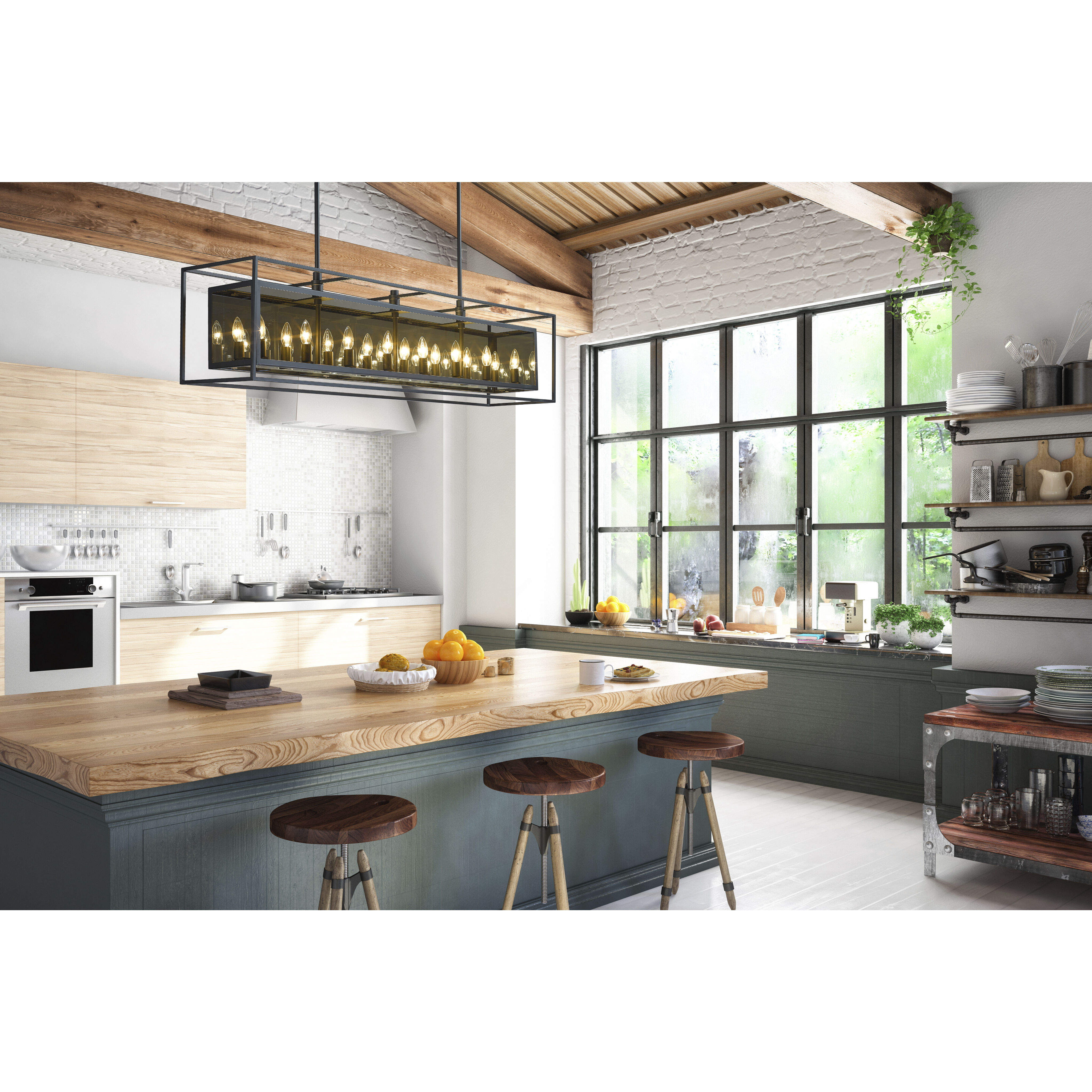 Infinity 16 Light 56 inch Misty Charcoal Linear Chandelier Ceiling Light