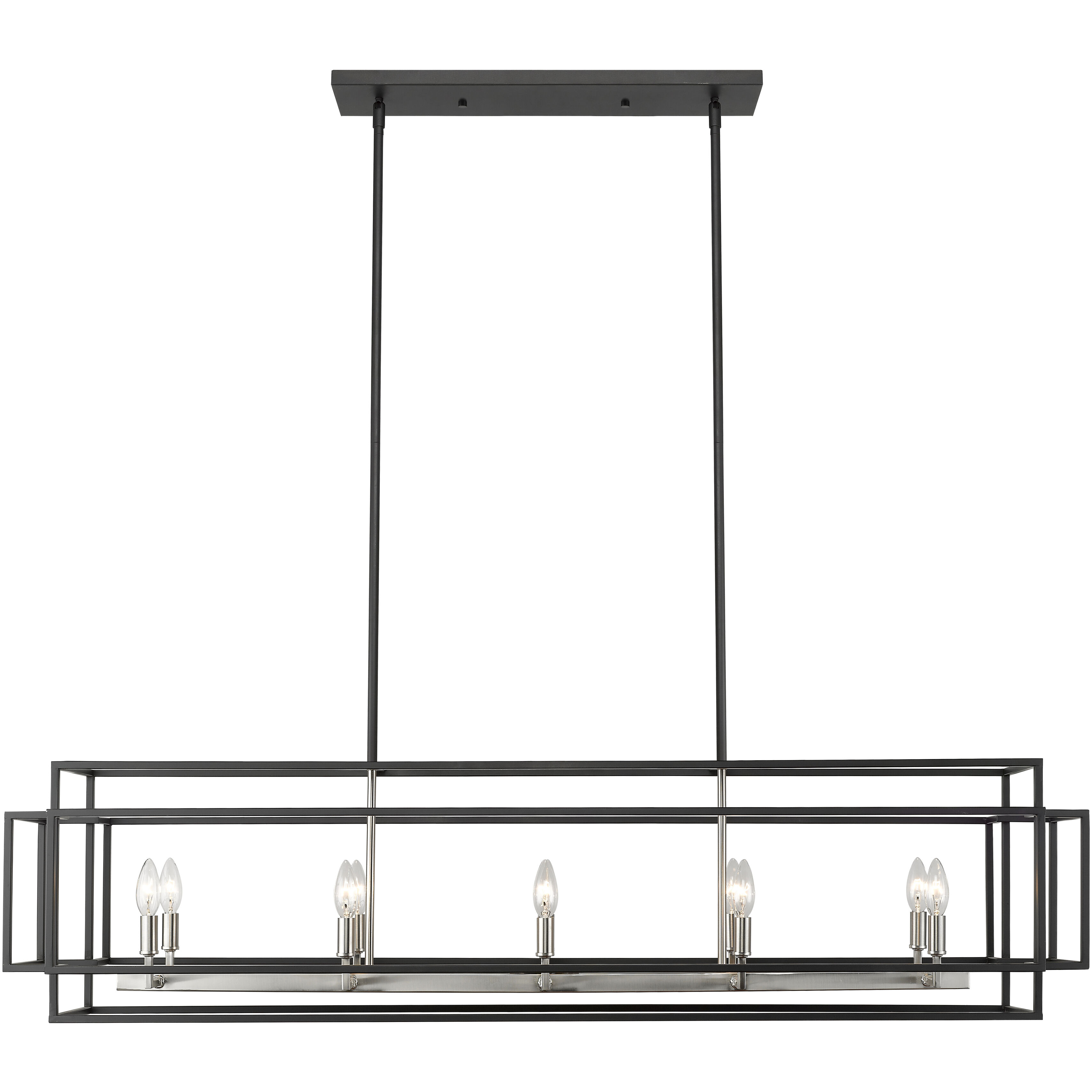Titania 10 Light 54 inch Black and Brushed Nickel Linear Chandelier Ceiling Light