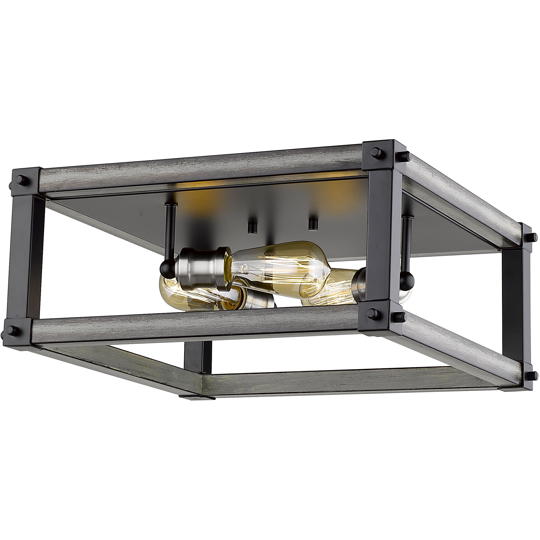 Kirkland 3 Light 16.25 inch Ashen Barnboard Flush Mount Ceiling Light