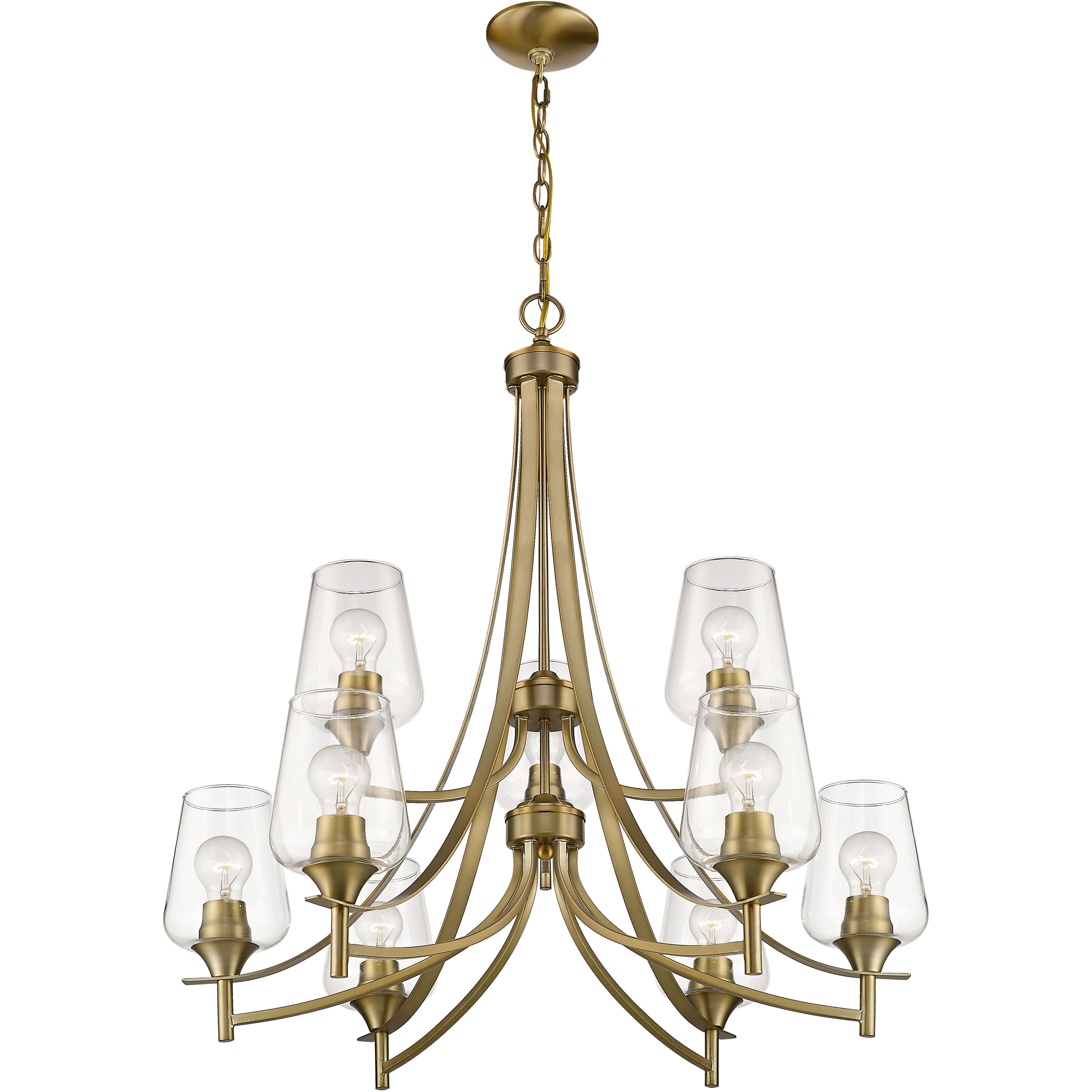 Joliet 9 Light 31 inch Olde Brass Chandelier Ceiling Light