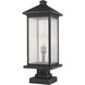 Portland 1 Light 25 inch Oil Rubbed Bronze Outdoor Pier Mounted Fixture in Clear Beveled Glass, 12.5