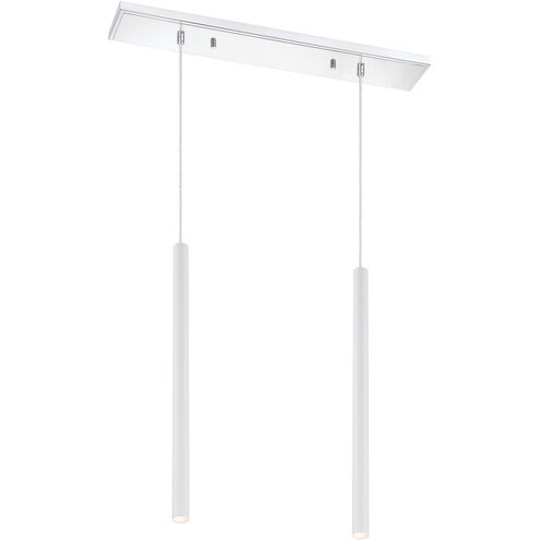 Forest LED 30 inch Chrome Linear Chandelier Ceiling Light in 2, 13, Matte White Steel