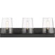 Callista 3 Light 27.5 inch Matte Black Vanity Wall Light