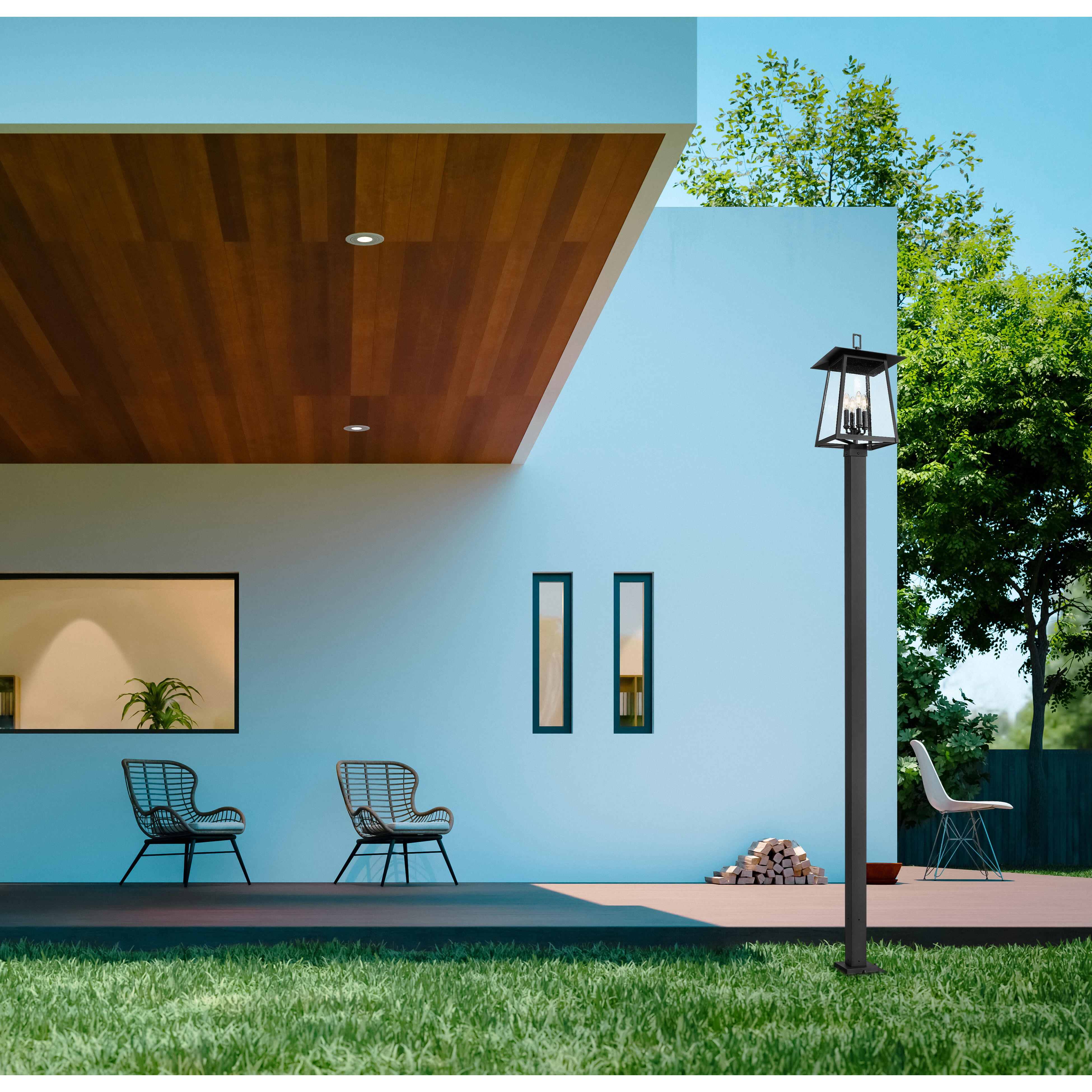 Rainer 4 Light 116.75 inch Black Outdoor Post Mounted Fixture in G9