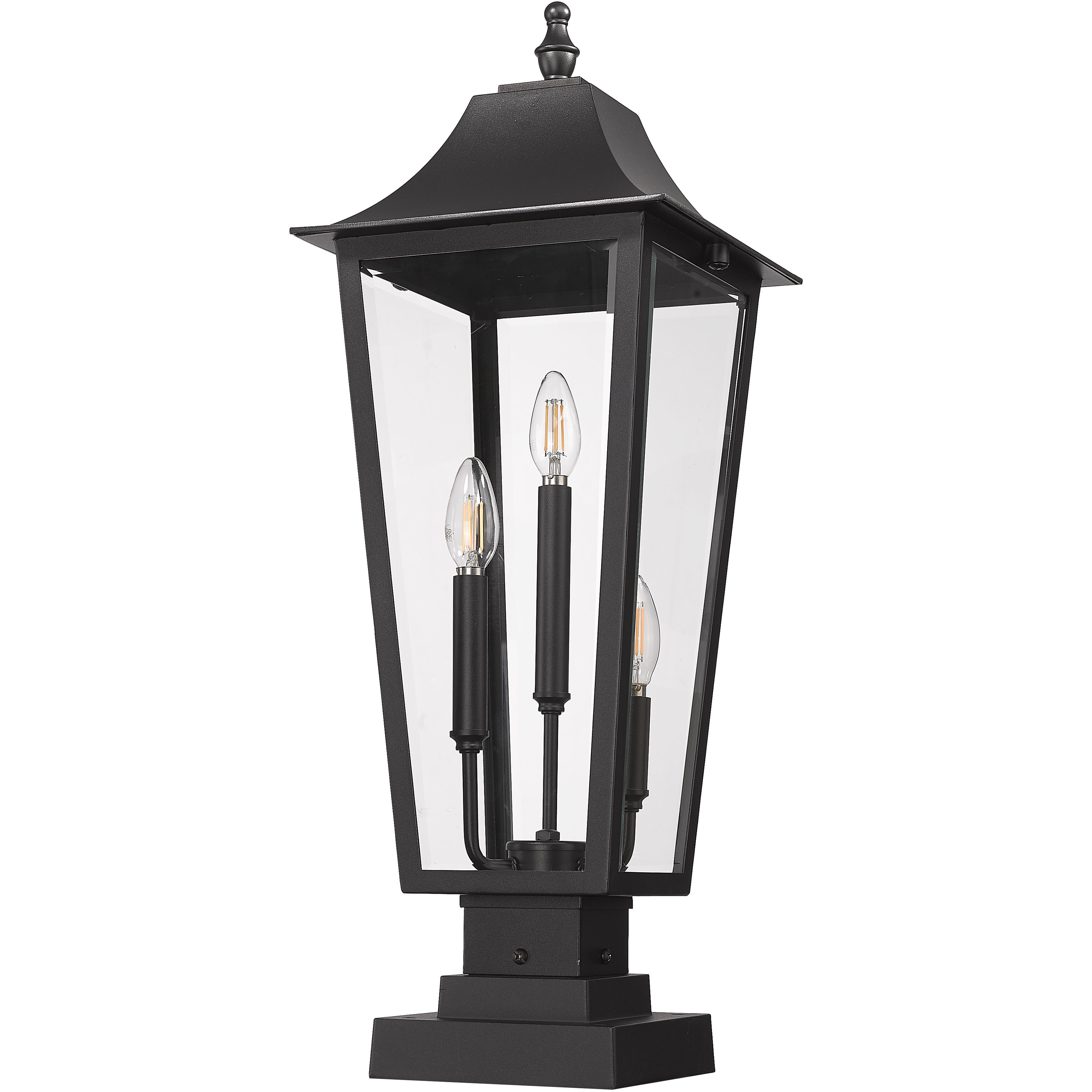 Gannon 3 Light 27.75 inch Black Outdoor Pier Mounted Fixture in G9