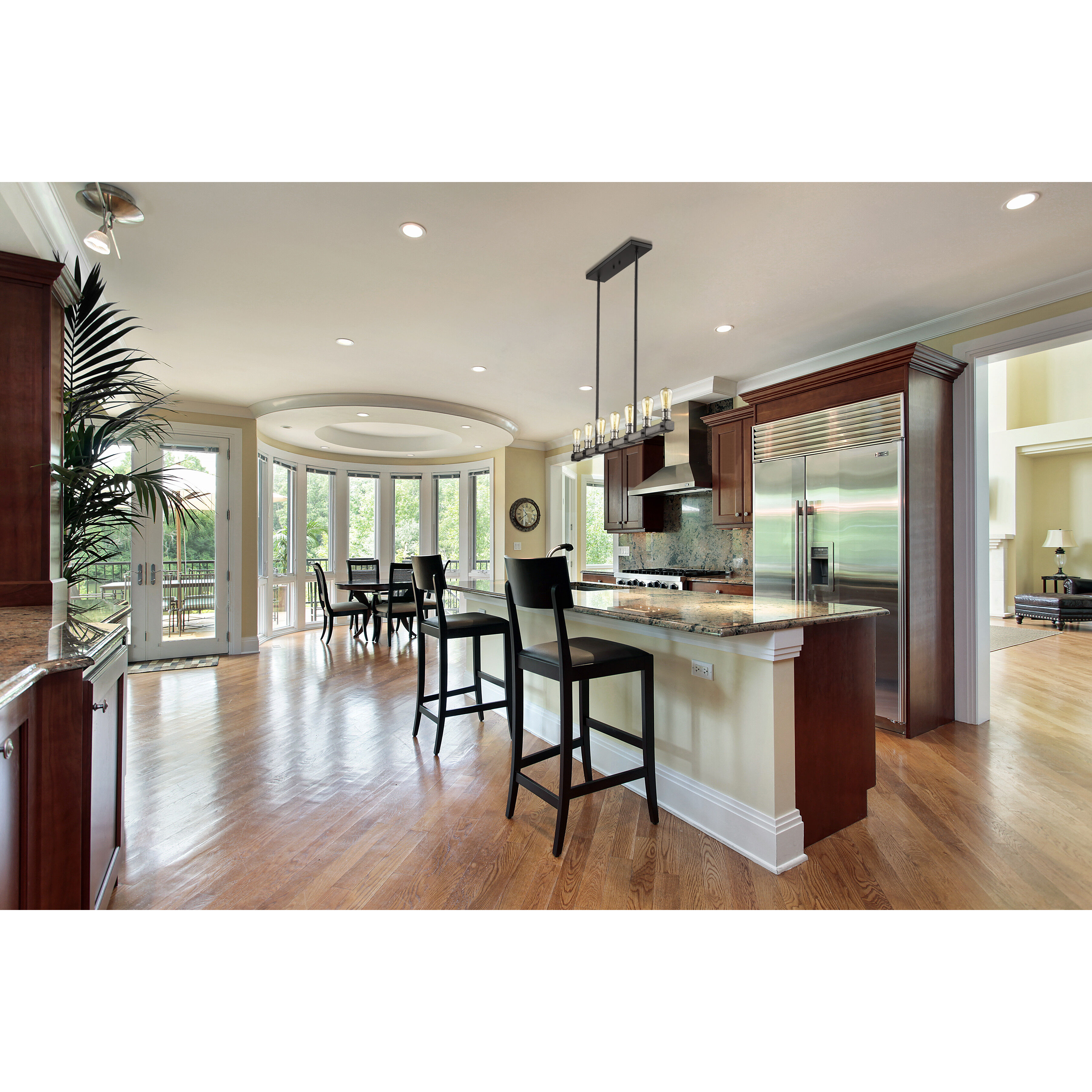 Kirkland 7 Light 44 inch Ashen Barnboard Linear Chandelier Ceiling Light